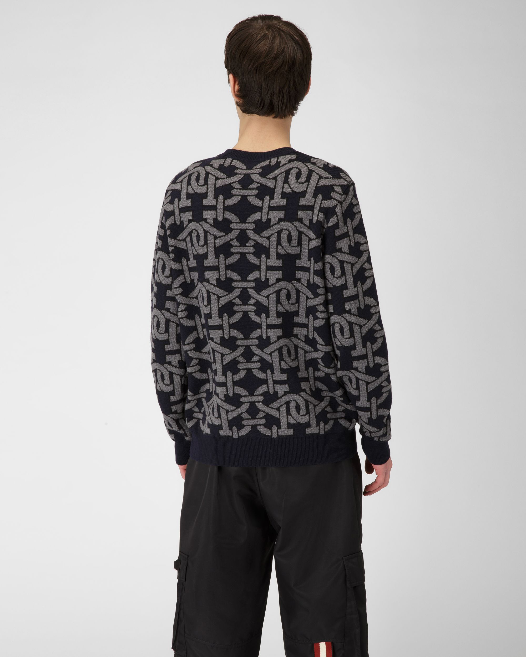 Pullover Mit RundhalsAusschnitt Aus Marineblauer Wolle - Herren - Bally - 03