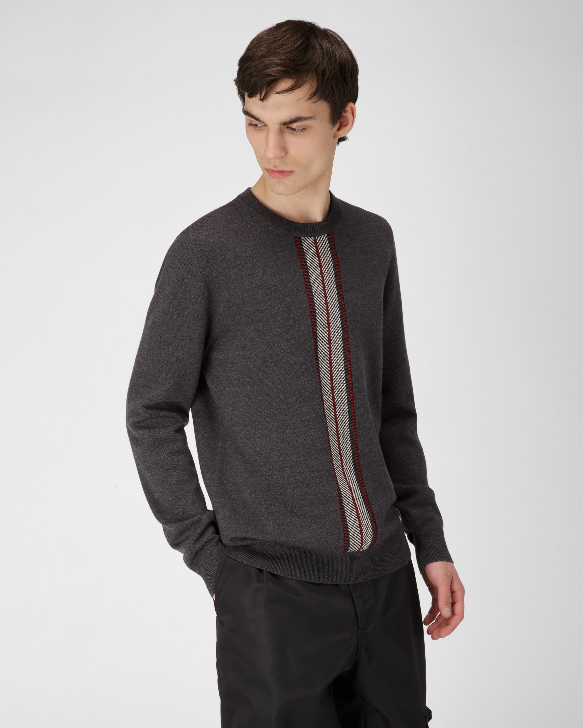 Pullover Mit RundhalsAusschnitt Aus Grauer Wolle - Herren - Bally - 01