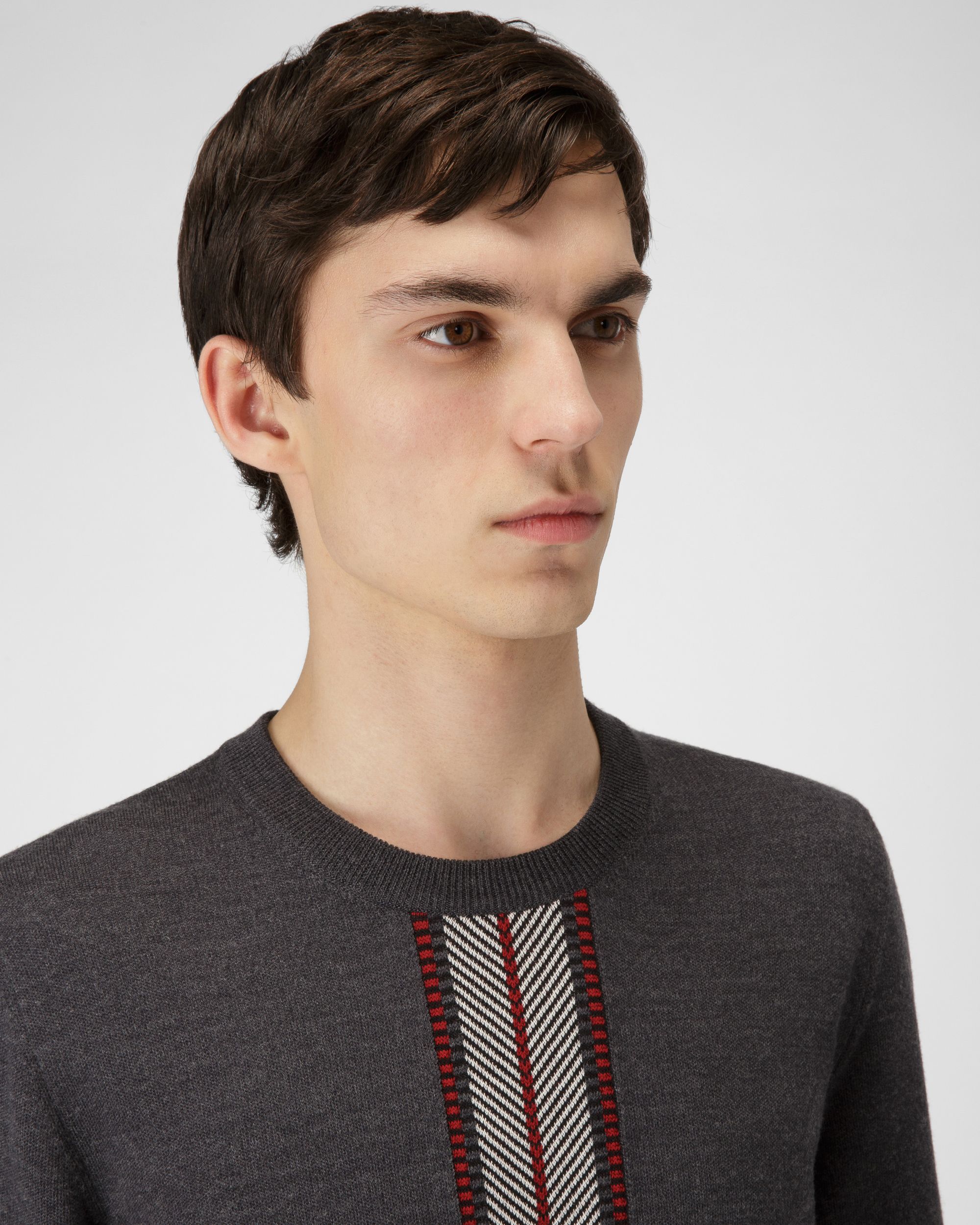 Pullover Mit RundhalsAusschnitt Aus Grauer Wolle - Herren - Bally - 02
