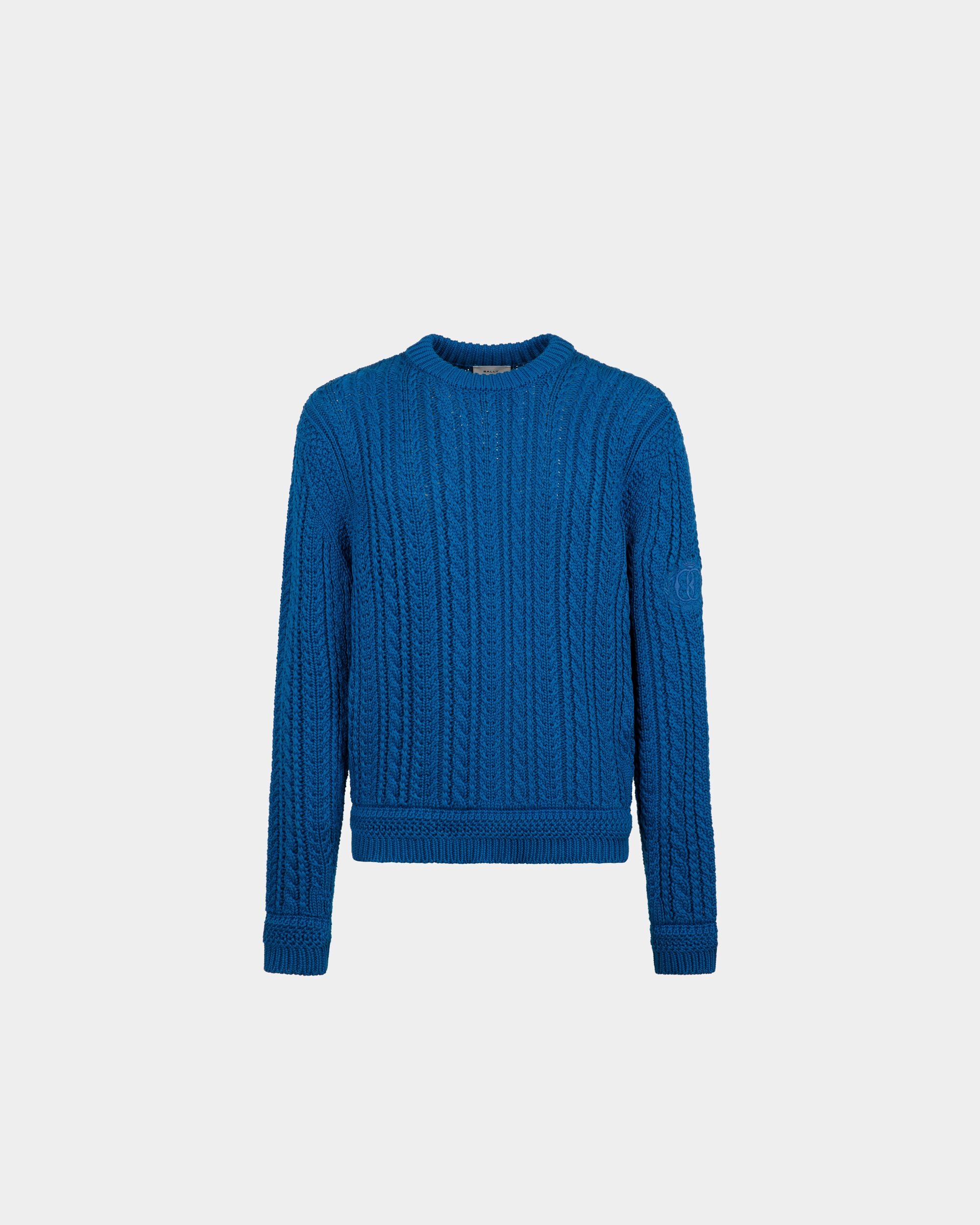 Pullover Mit Zopfmuster Aus Blauer Baumwolle - Herren - Bally - 01