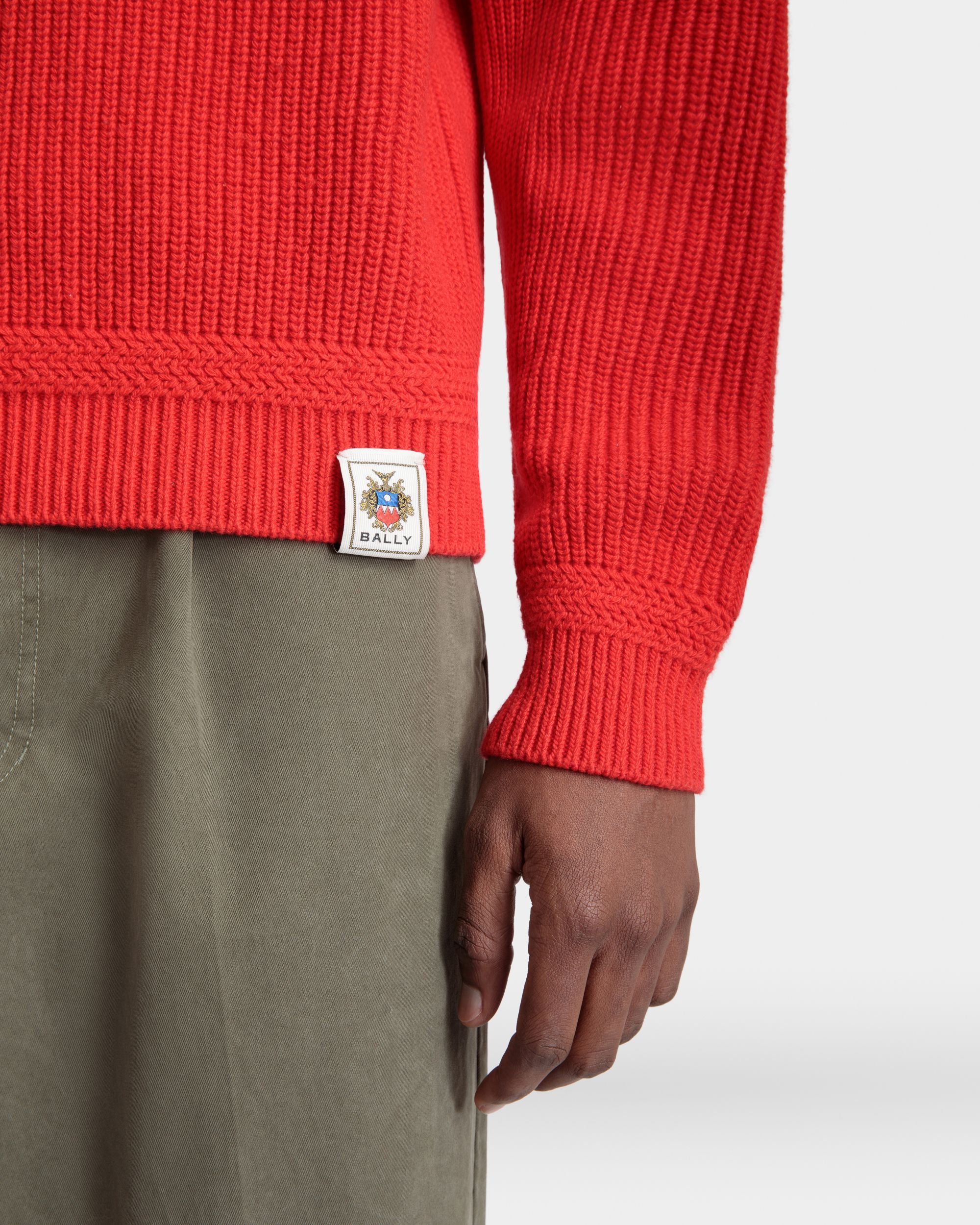Rundhalspullover Aus Wolle In Candy Red Mit Bally Crest Logo - Herren - Bally - 04