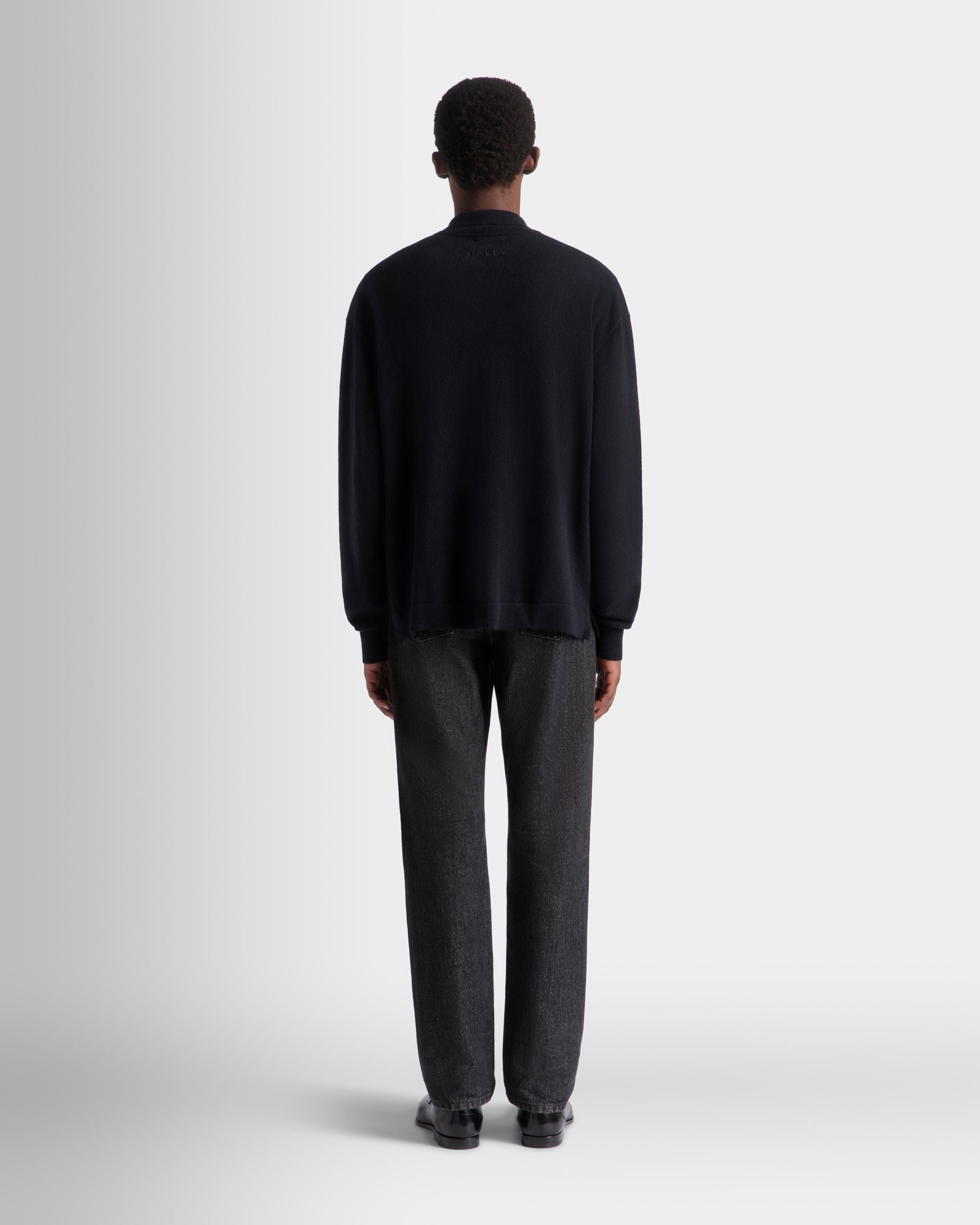 Langärmeliges Hemd Mit Logo Aus Kaschmir In Navy Blue - Herren - Bally - 06