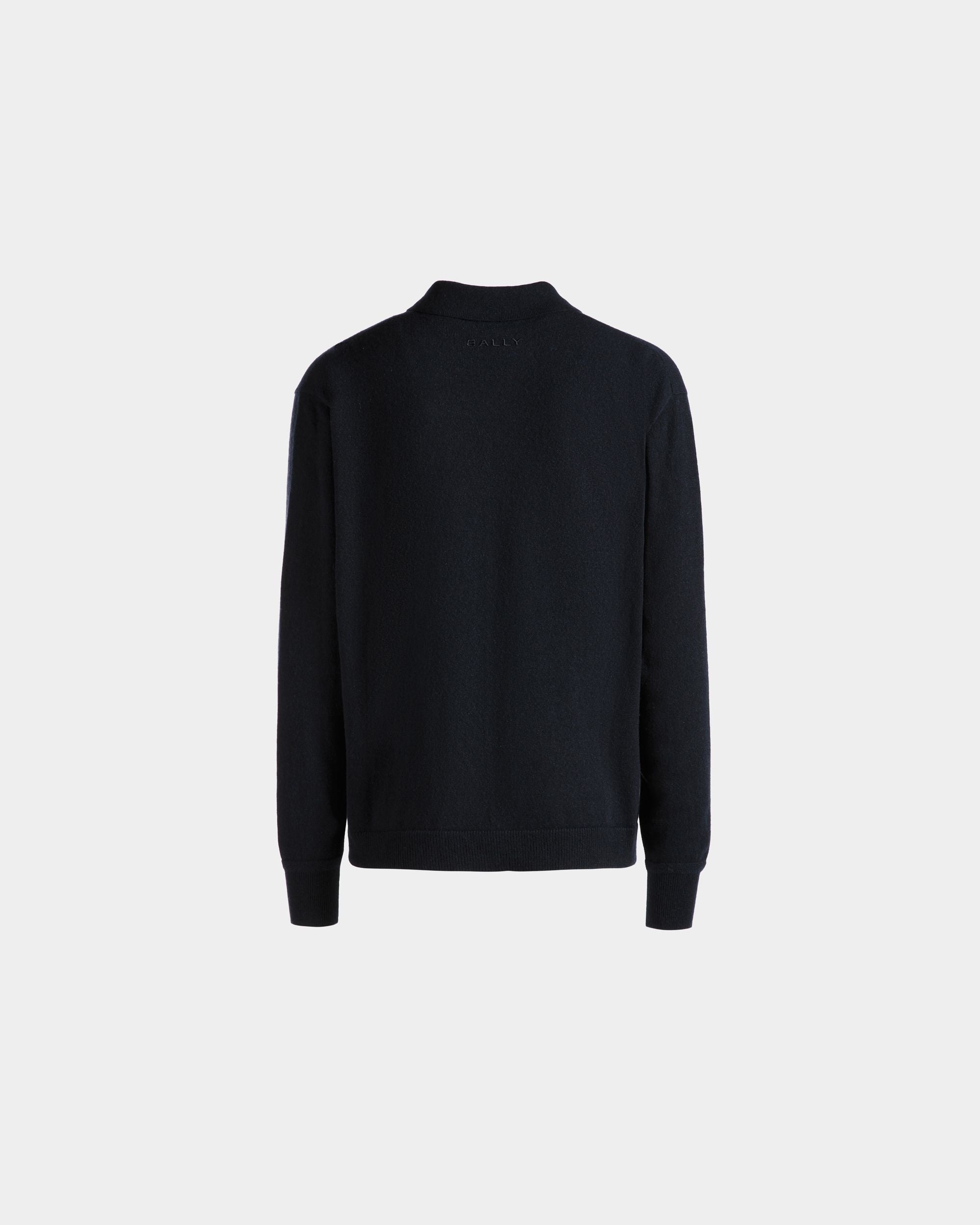Langärmeliges Hemd Mit Logo Aus Kaschmir In Navy Blue - Herren - Bally - 07
