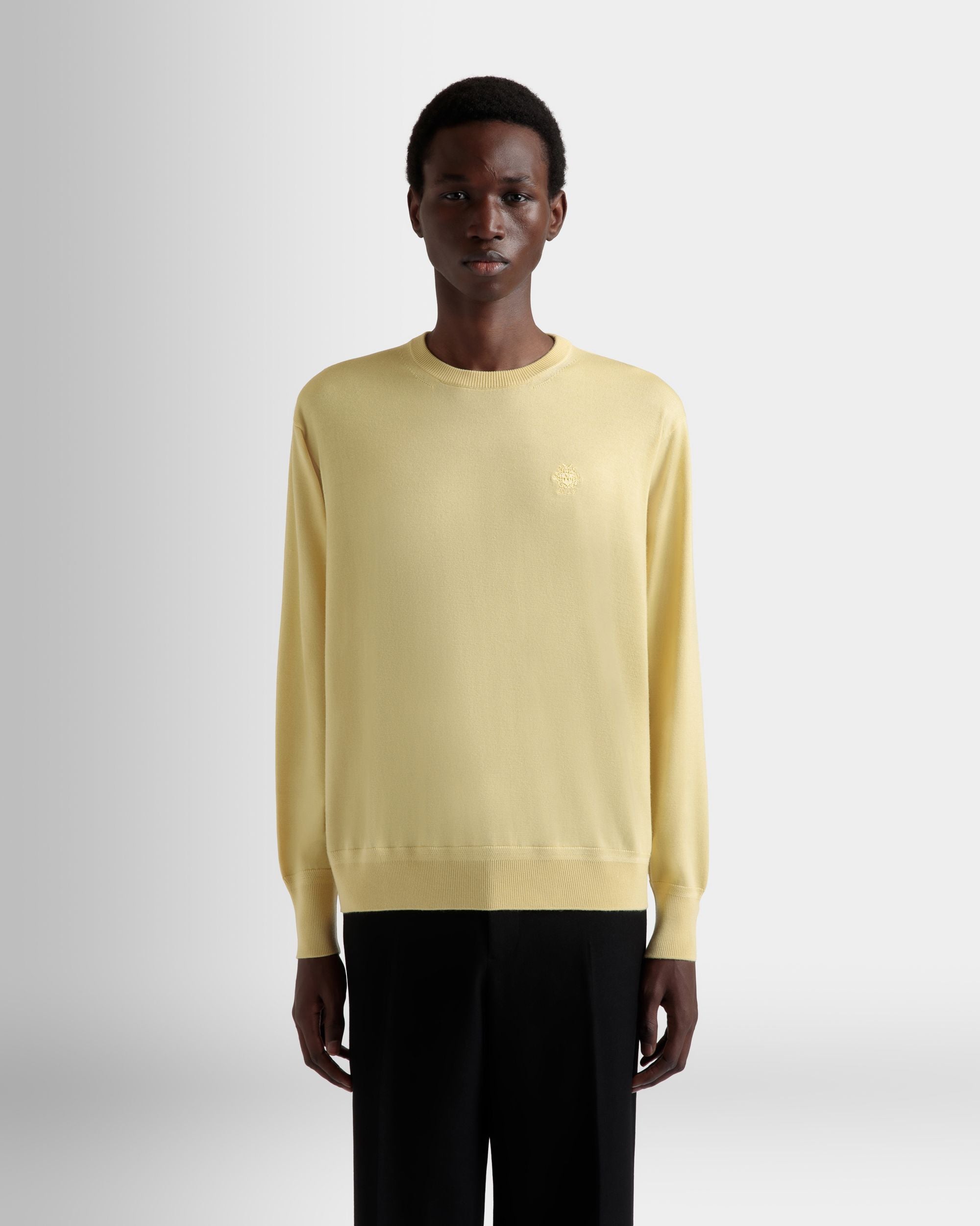 Pullover Mit Rundhalsausschnitt Aus Einer Woll-Kaschmir-Mischung In Dusty Yellow - Herren - Bally - 06