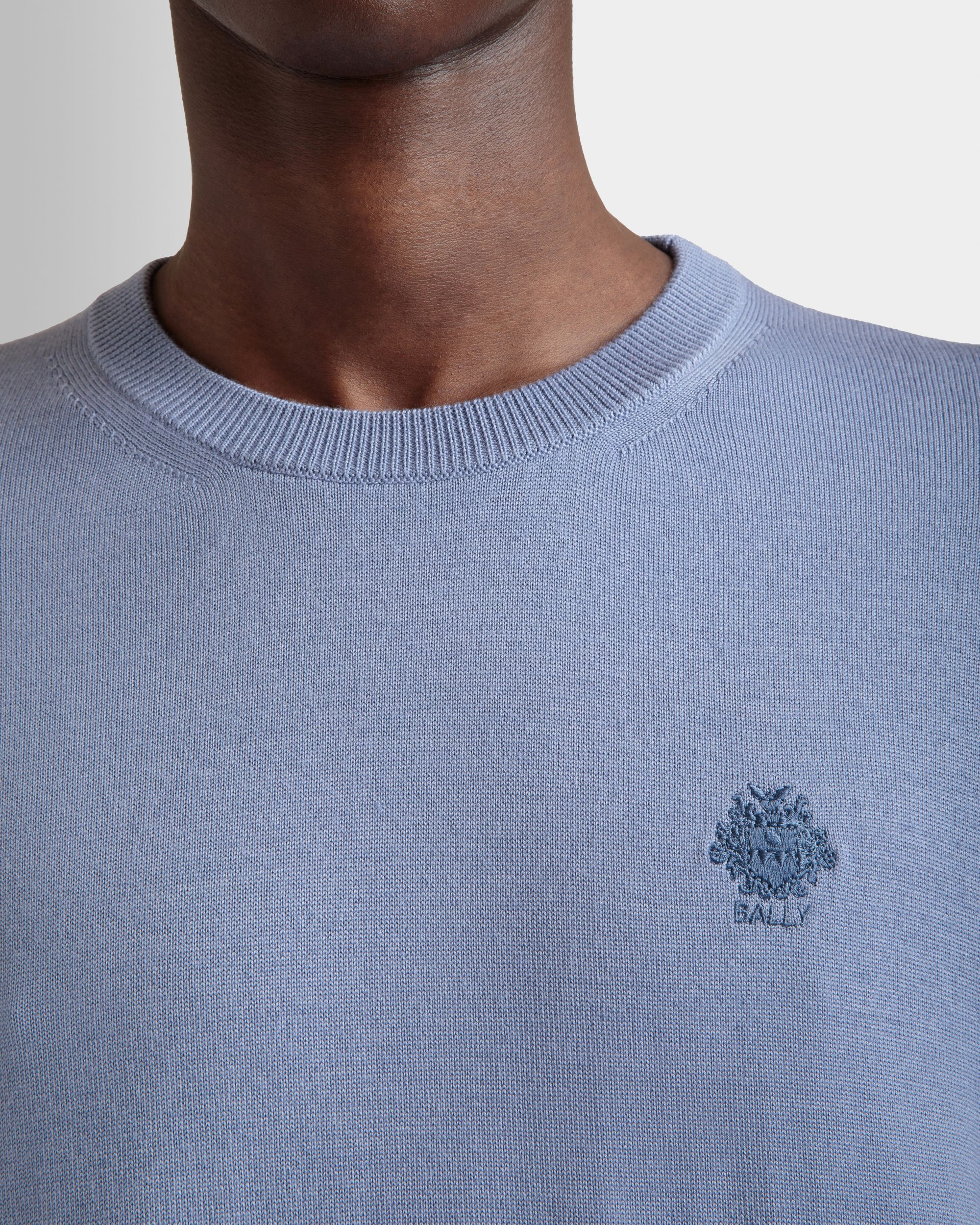 Pullover Mit Rundhalsausschnitt Aus Einer Woll-Kaschmir-Mischung In Light Blue - Herren - Bally - 01