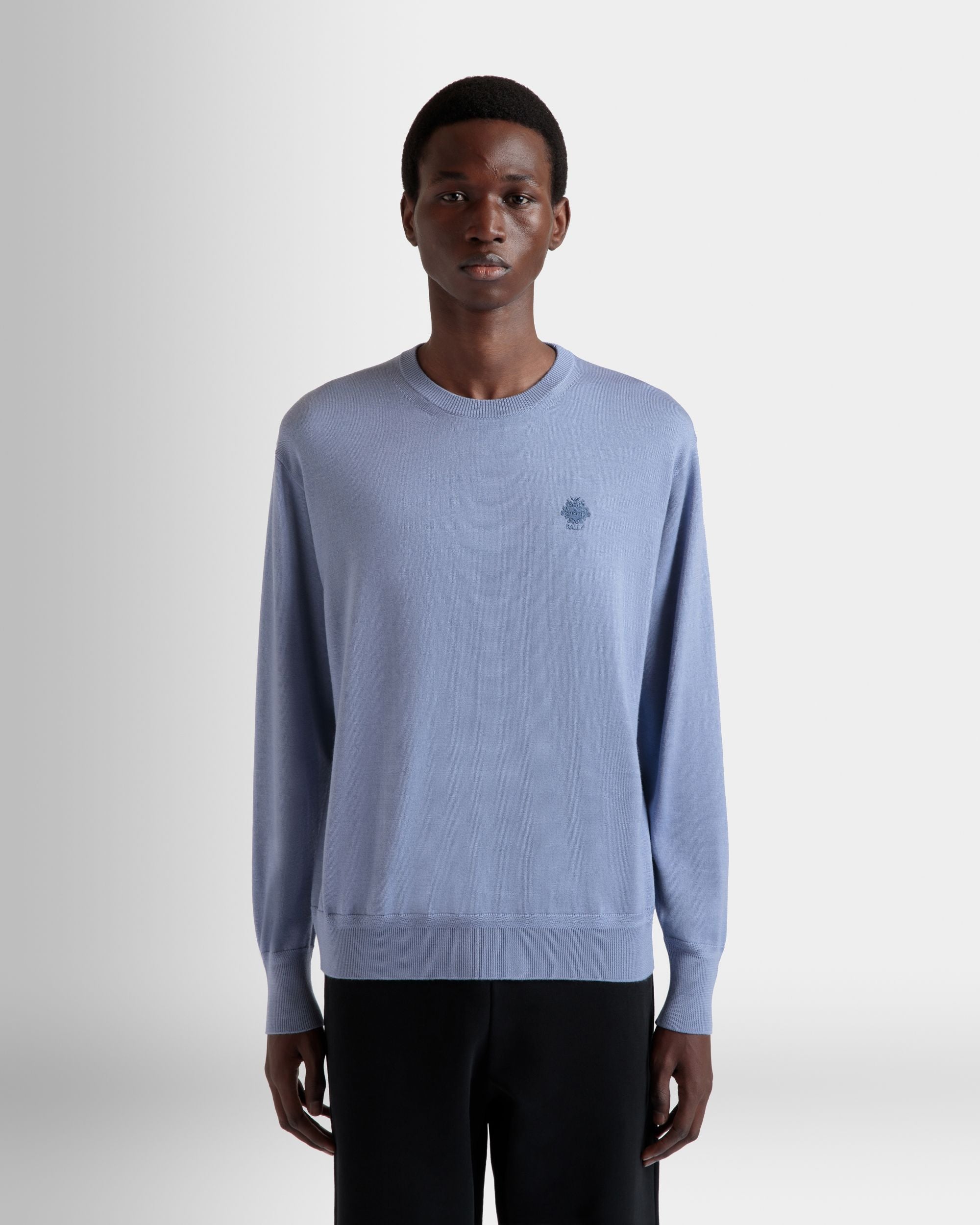 Pullover Mit Rundhalsausschnitt Aus Einer Woll-Kaschmir-Mischung In Light Blue - Herren - Bally - 05
