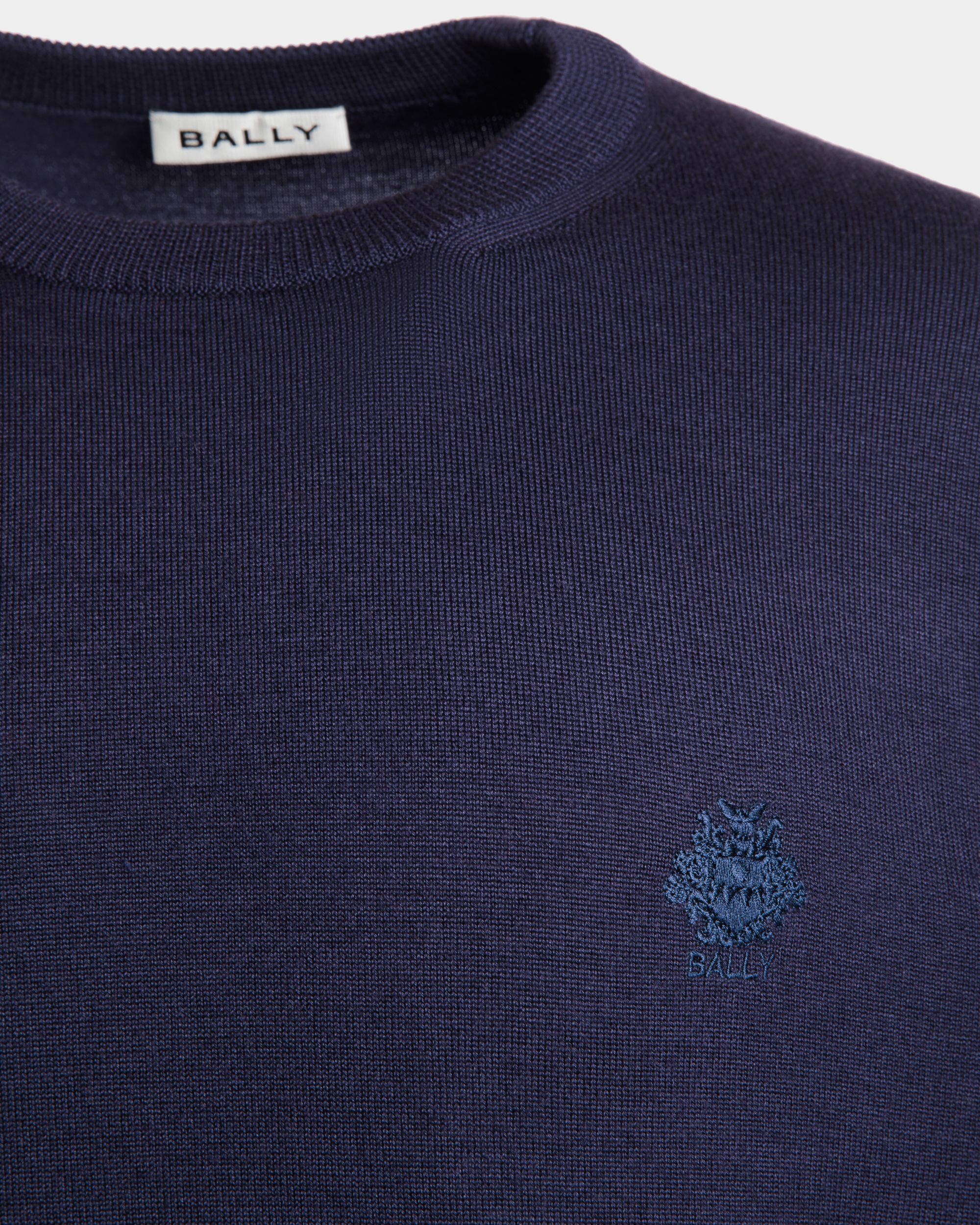 Pullover Mit Rundhalsausschnitt Aus Einer Woll-Kaschmir-Mischung In Navy Blue - Herren - Bally - 03