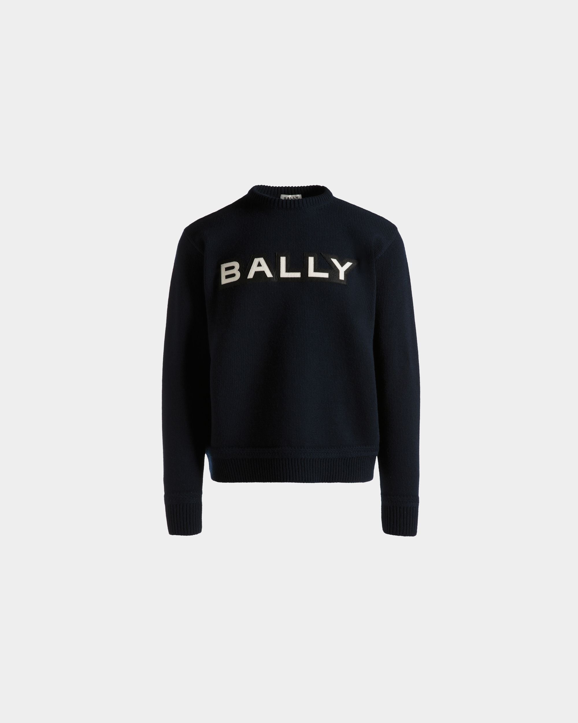 Rundhalspullover Aus Wolle In Navy Blue Mit Bally Crest Logo - Herren - Bally - 01