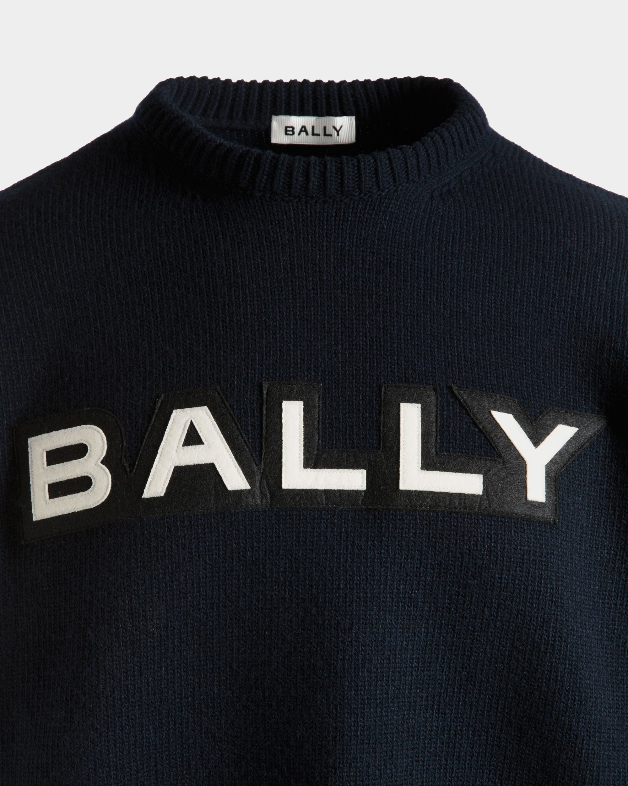 Rundhalspullover Aus Wolle In Navy Blue Mit Bally Crest Logo - Herren - Bally - 02