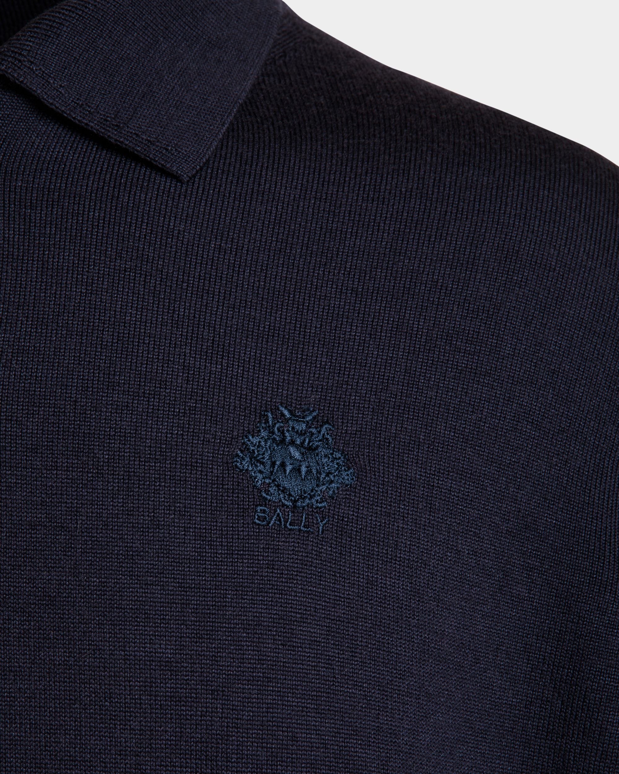 Langärmeliges Poloshirt Aus Kaschmirgemisch In Navy Blue Mit Bally Crest-Logo - Herren - Bally - 04