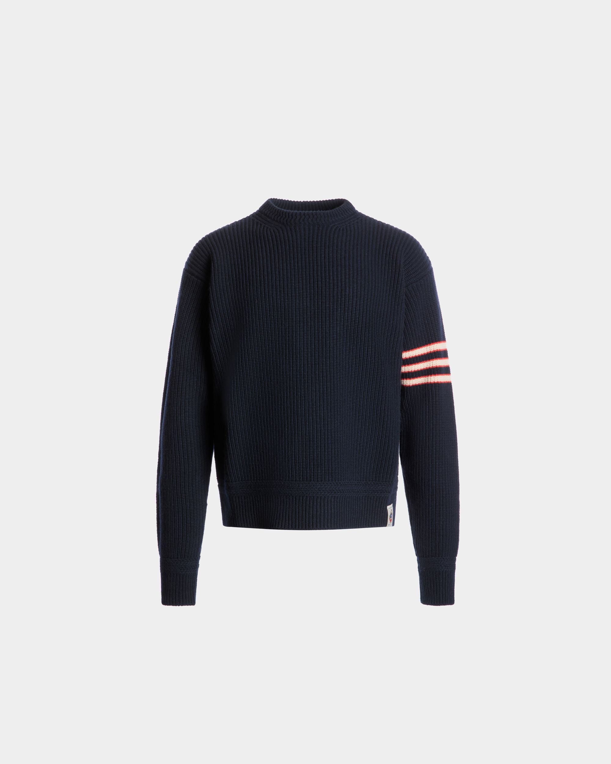Rundhalspullover Aus Wolle In Navy Blue Mit Bally Crest Logo - Herren - Bally - 01