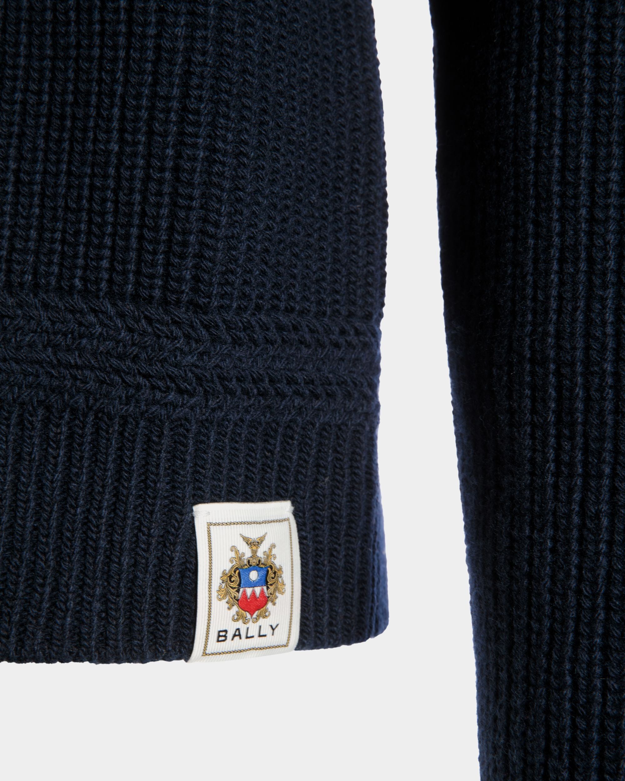 Rundhalspullover Aus Wolle In Navy Blue Mit Bally Crest Logo - Herren - Bally - 05