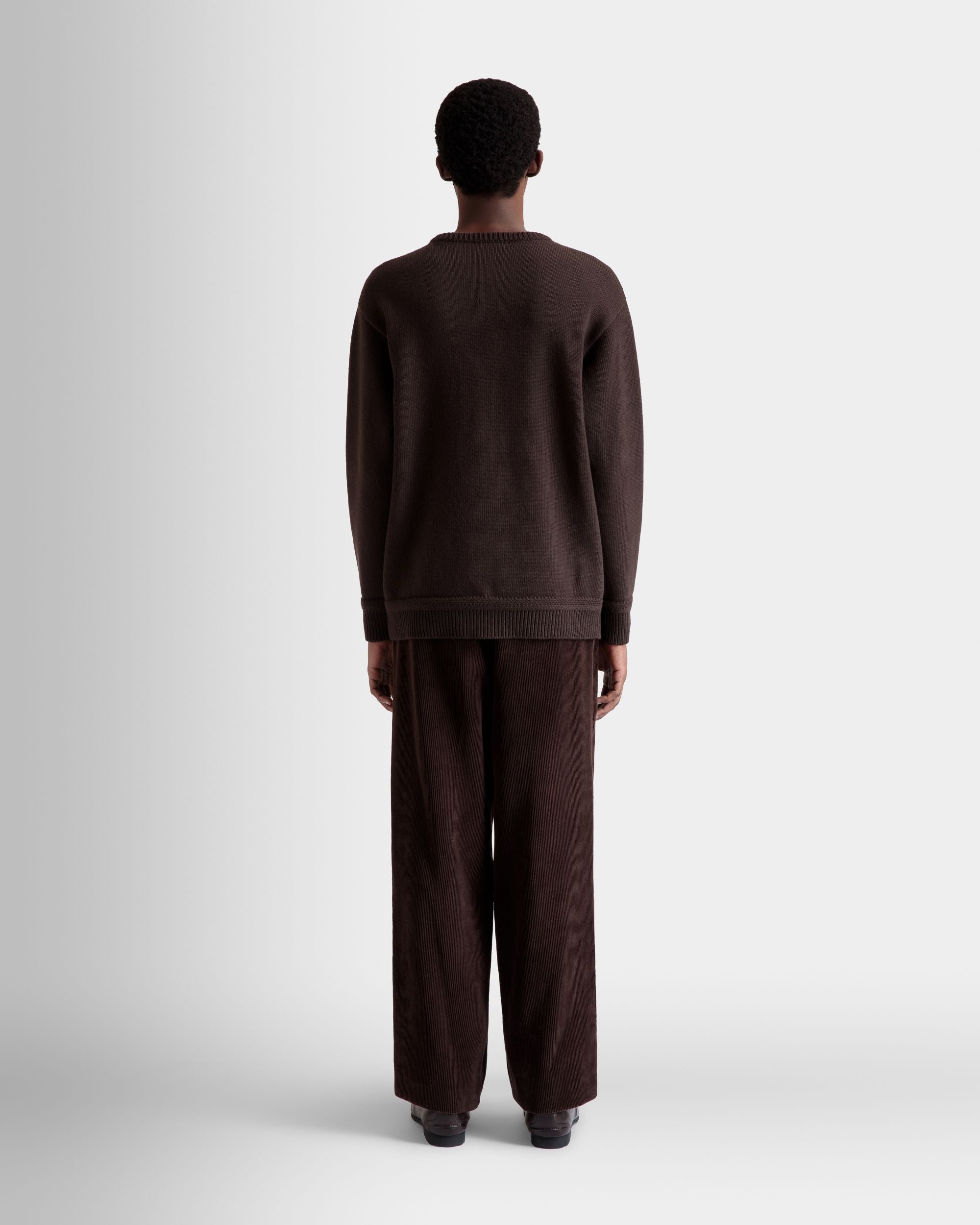 Winter Capsule Pullover Mit Rundhalsausschnitt Und Alpenblumen Aus Wolle In Ebenholzschwarz - Herren - Bally - 05