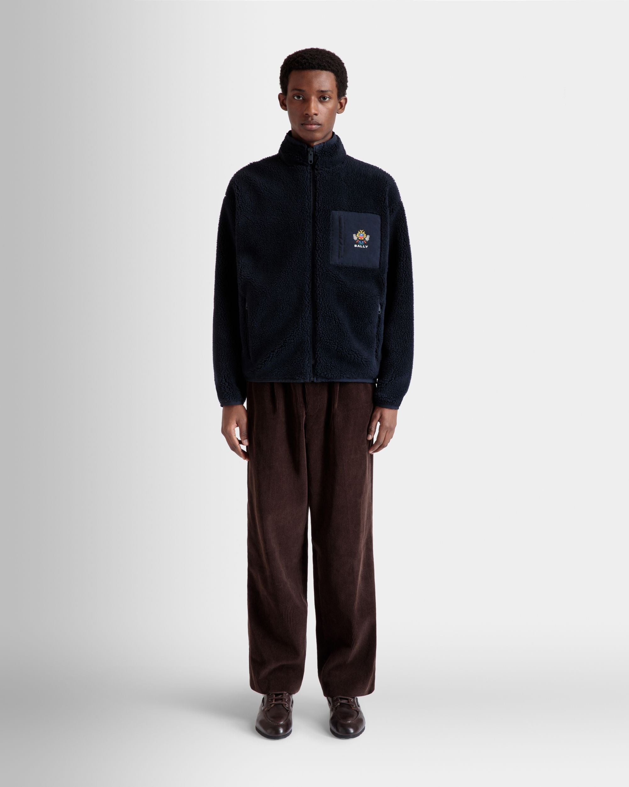 Winter Capsule Sweatshirt Mit Alpenblumen Aus Fleece In Navy Blue - Herren - Bally - 01