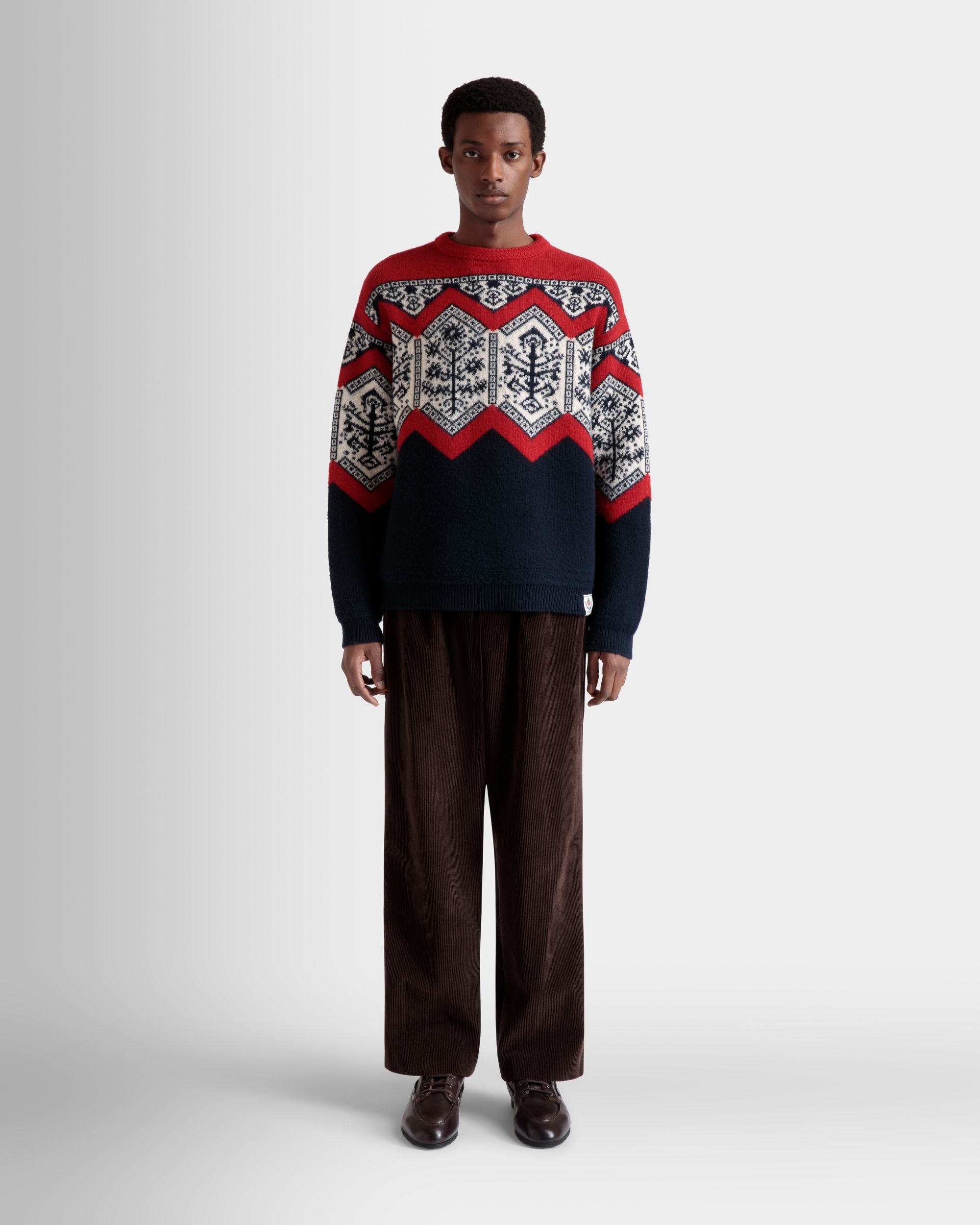 Winter Capsule Pullover Mit Rundhalsausschnitt Und Heritage-Blumen Aus Bunter Wolle - Herren - Bally - 02