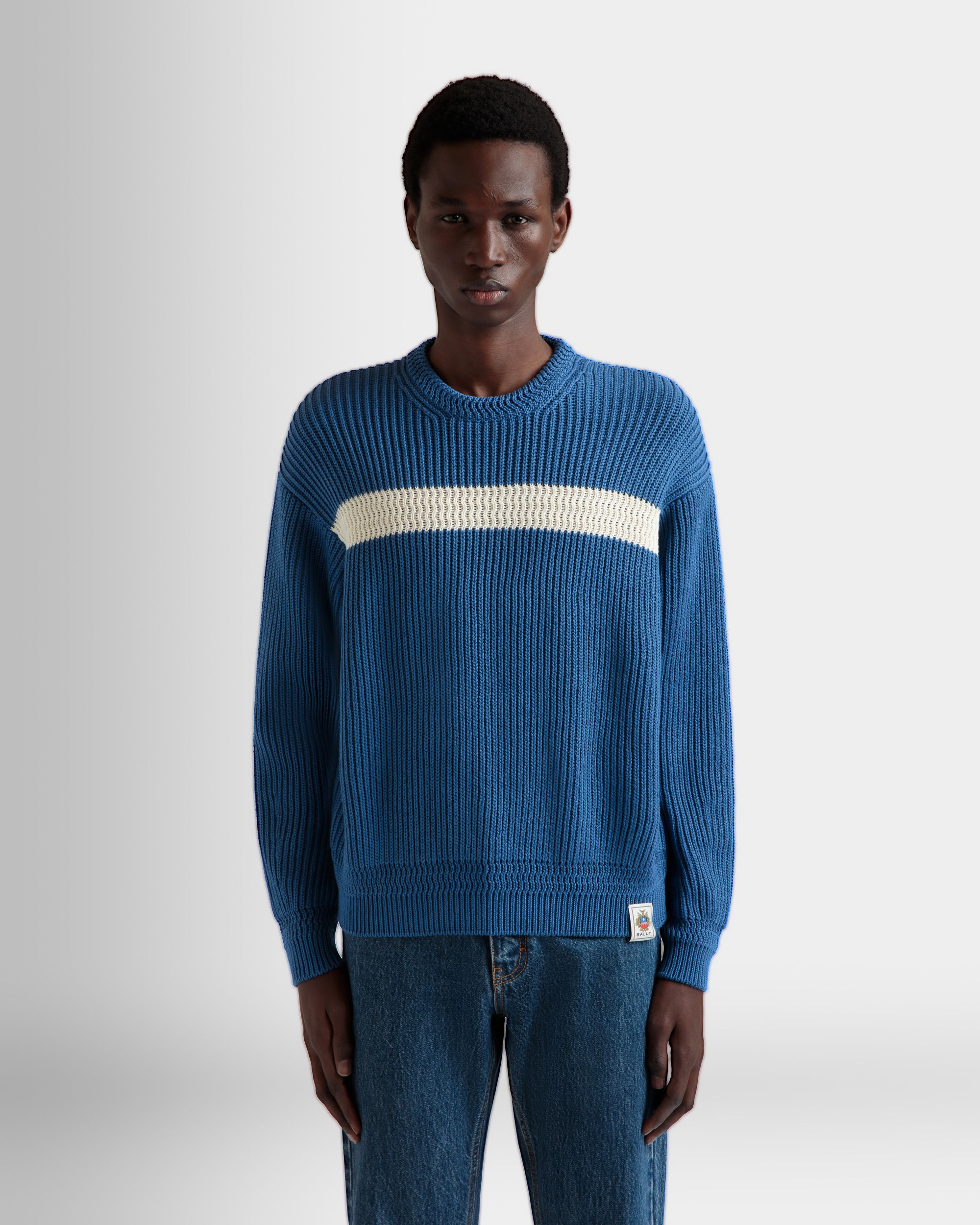 Rundhalspullover Aus Baumwolle In Medium Blue - Herren - Bally - 08
