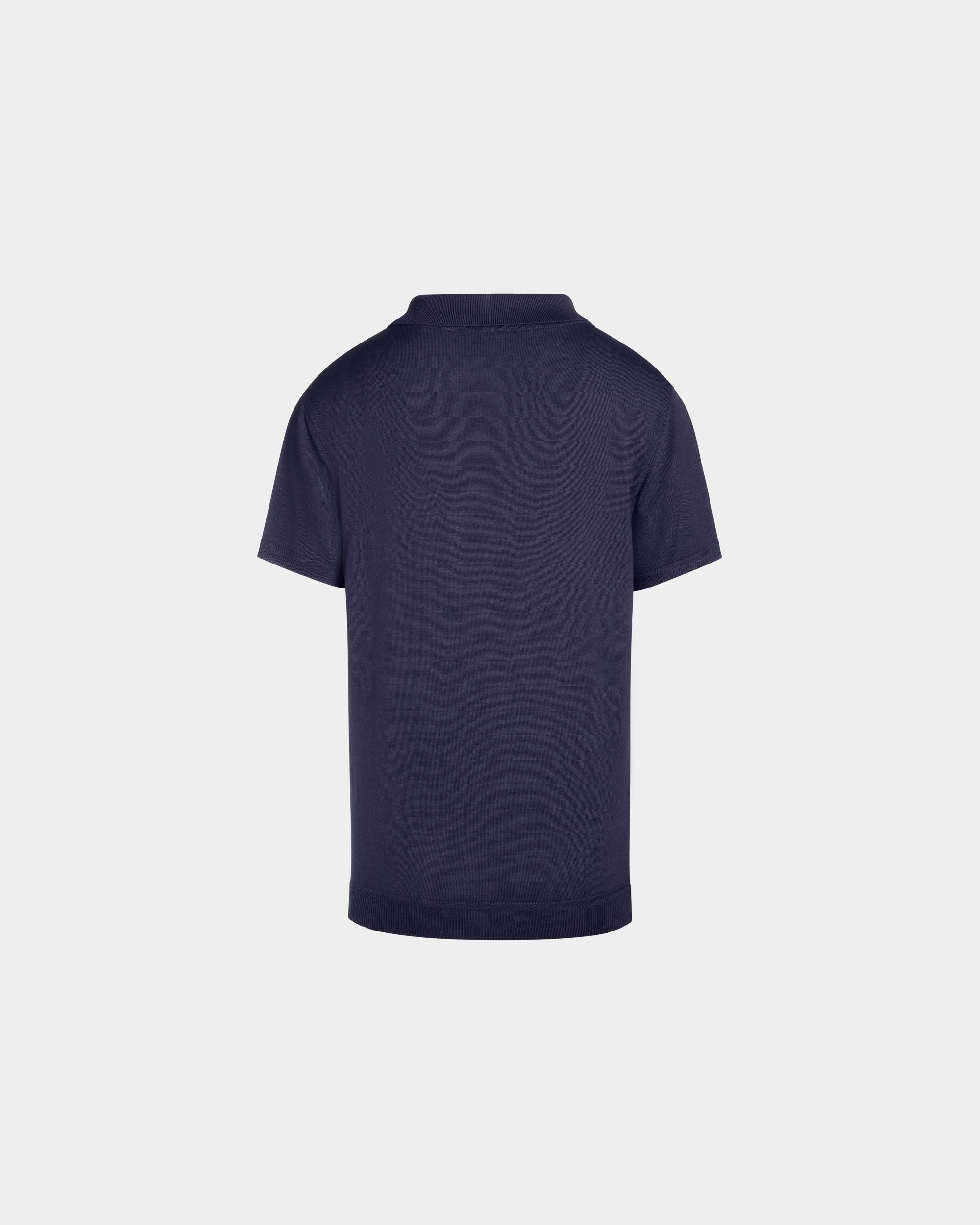 Poloshirt Aus Wolle Und Kaschmir In Navy Blue Mit Gesticktem Wappen - Herren - Bally - 03
