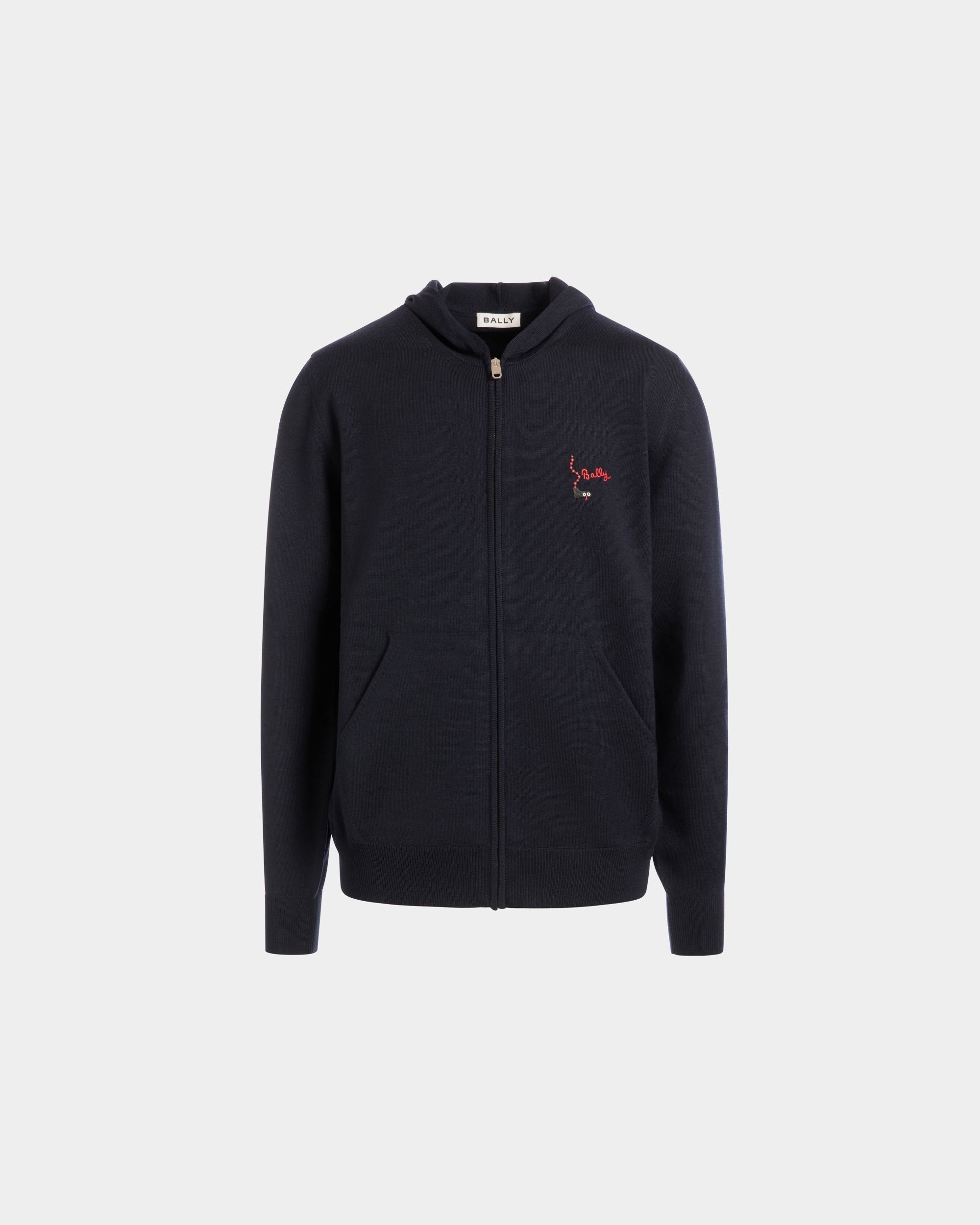 Kapuzenpullover Aus Wolle In Navy Blue - Herren - Bally - 01