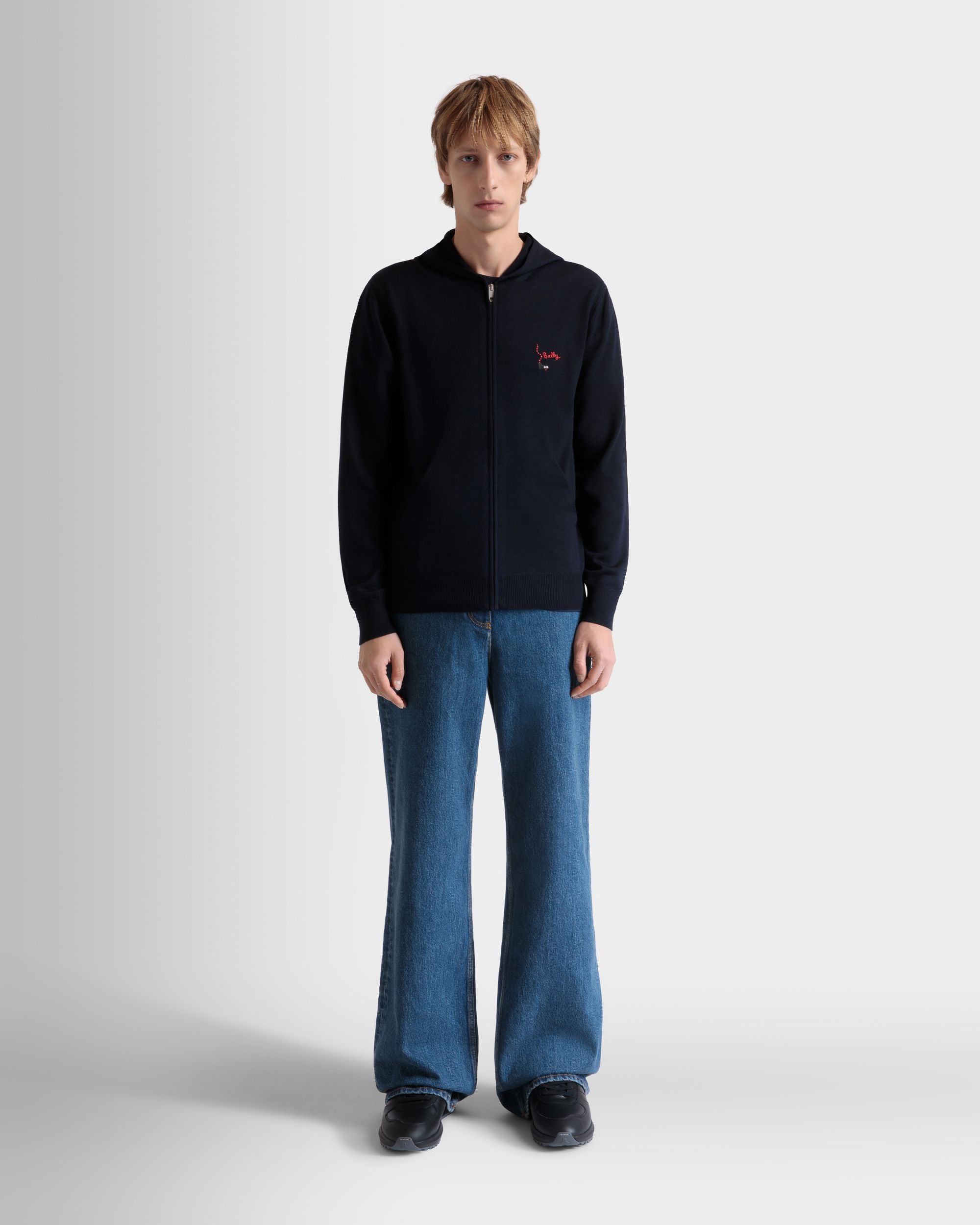 Kapuzenpullover Aus Wolle In Navy Blue - Herren - Bally - 02