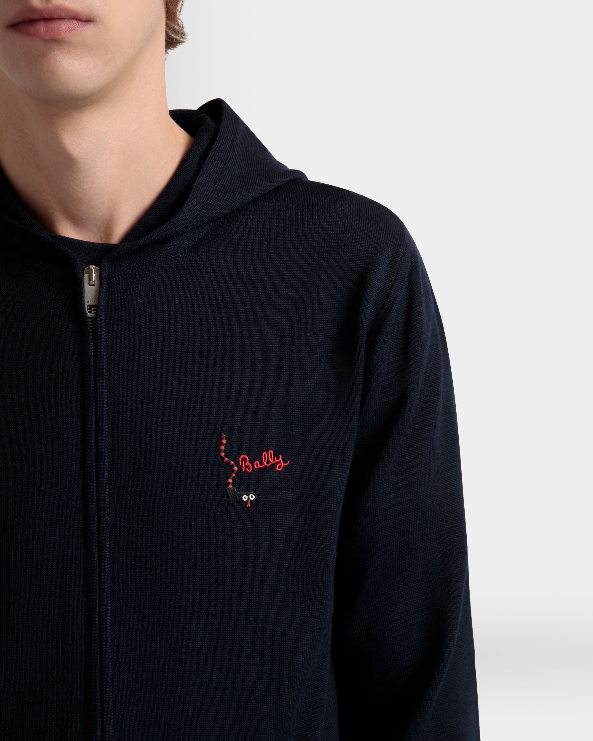 Kapuzenpullover Aus Wolle In Navy Blue - Herren - Bally - 03