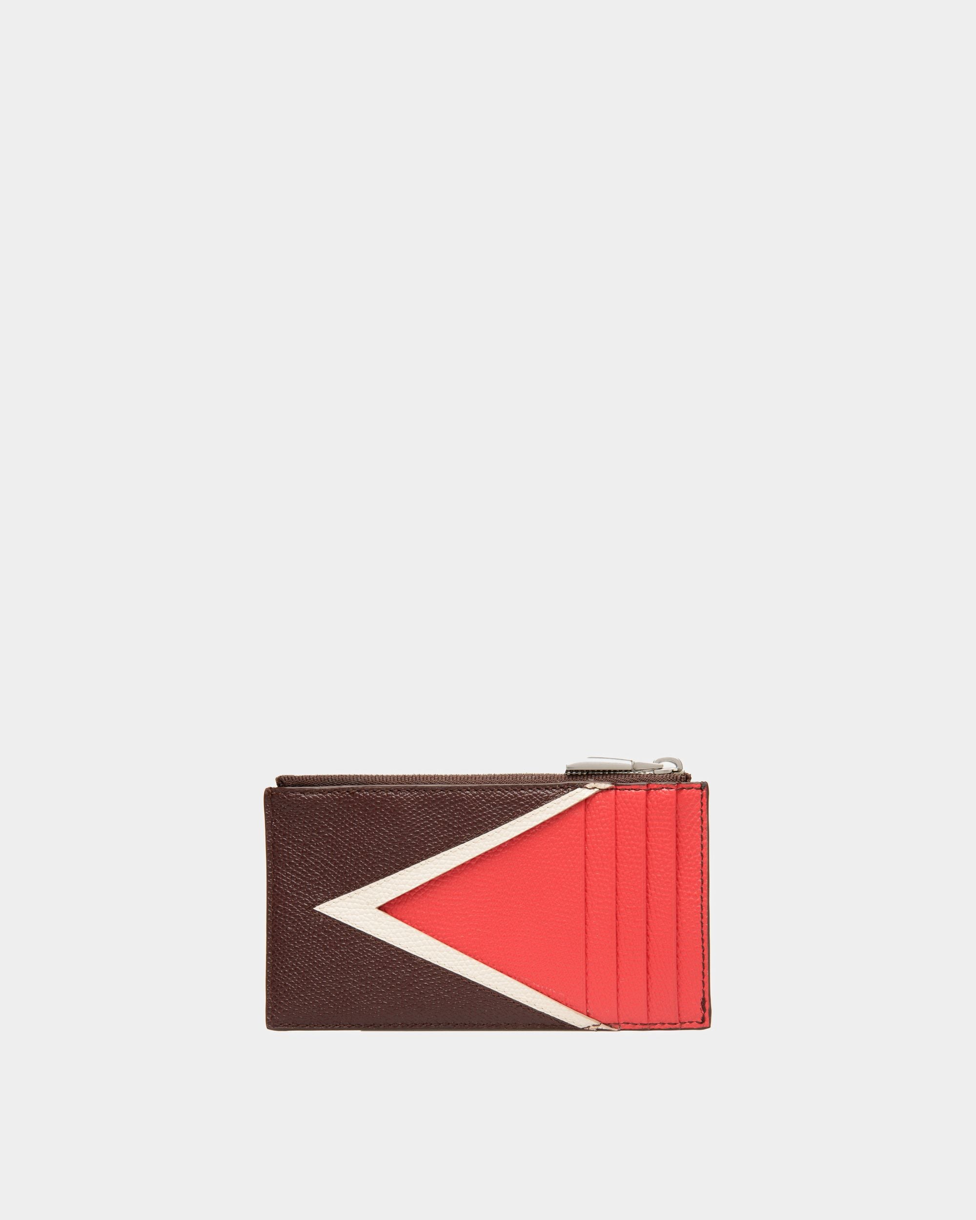 Flag Kartenetui Mit Münzfach Aus Geprägtem Leder In Kastanienbraun Und Rot - Herren - Bally - 02