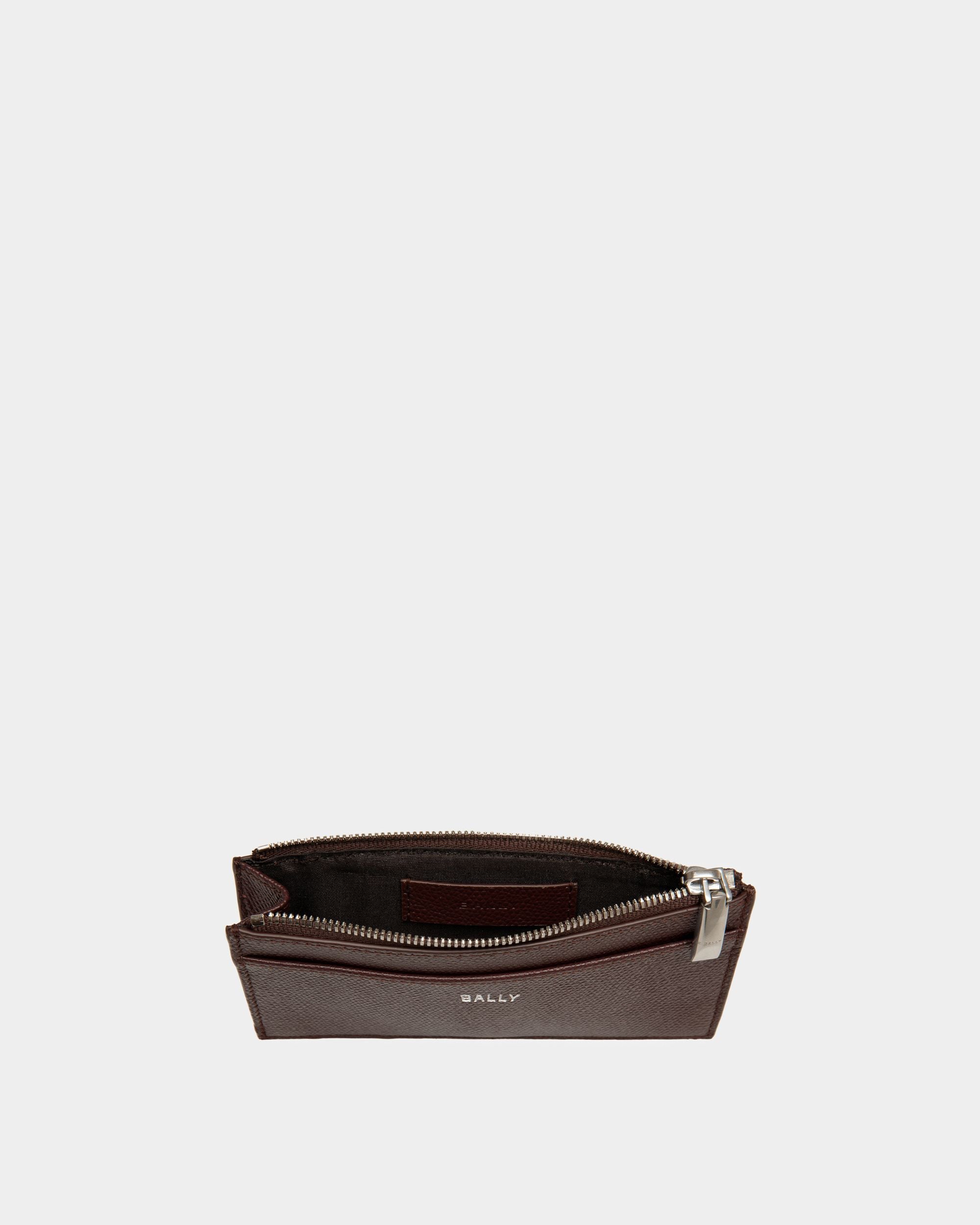Flag Kartenetui Mit Münzfach Aus Geprägtem Leder In Kastanienbraun Und Rot - Herren - Bally - 03