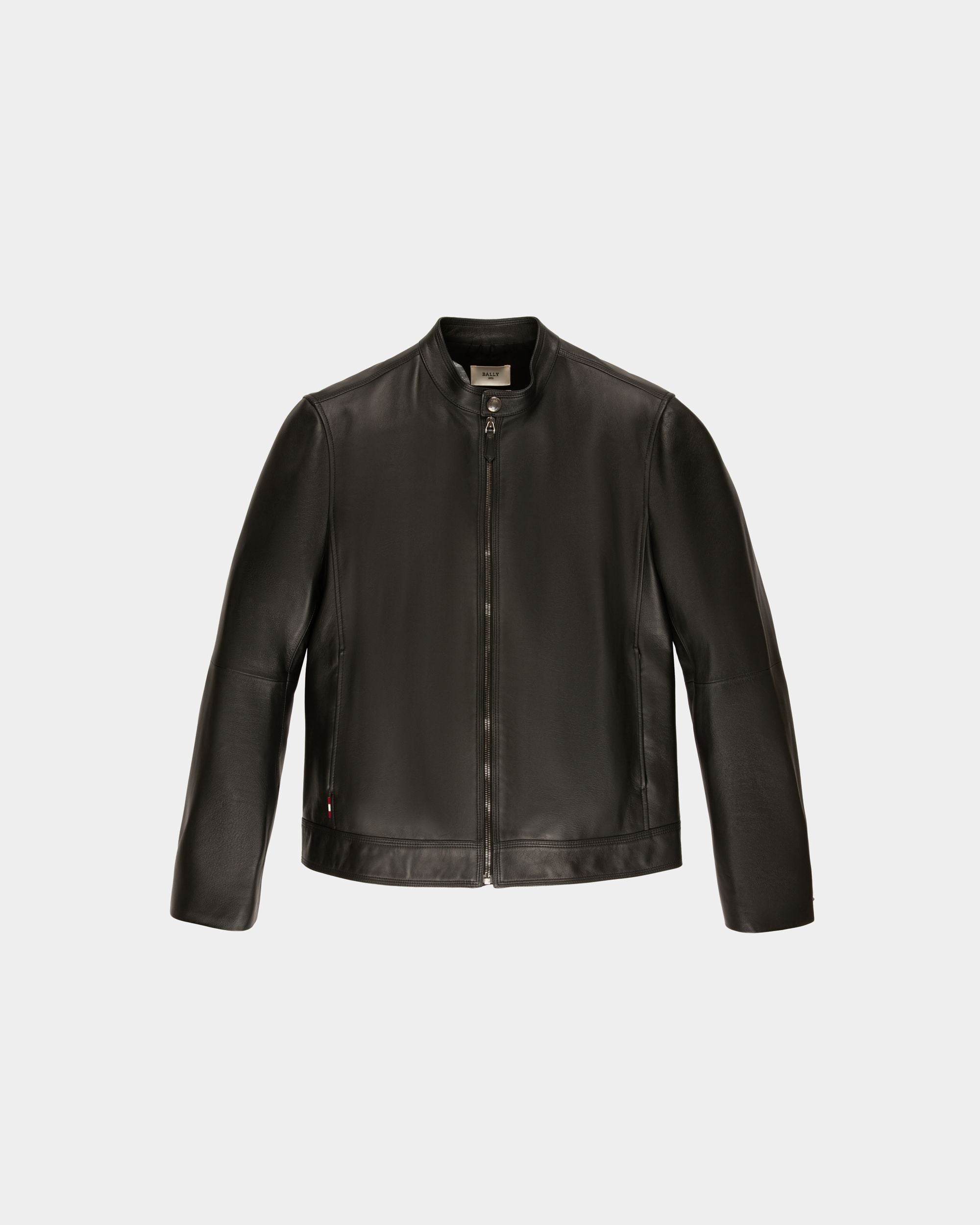 Hochgeschlossener Blouson Schwarze Lederjacke - Herren - Bally - 01