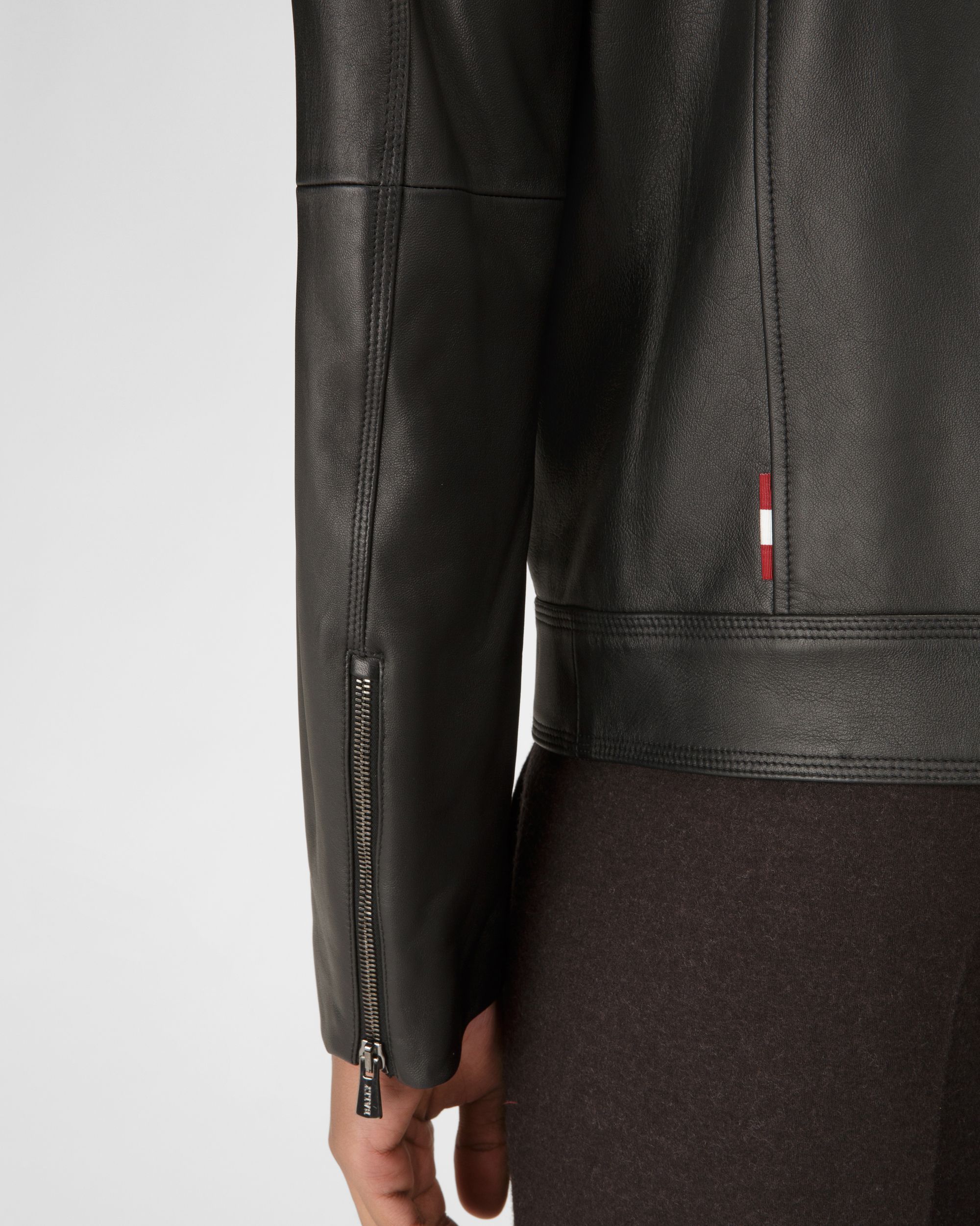 Hochgeschlossener Blouson Schwarze Lederjacke - Herren - Bally - 03