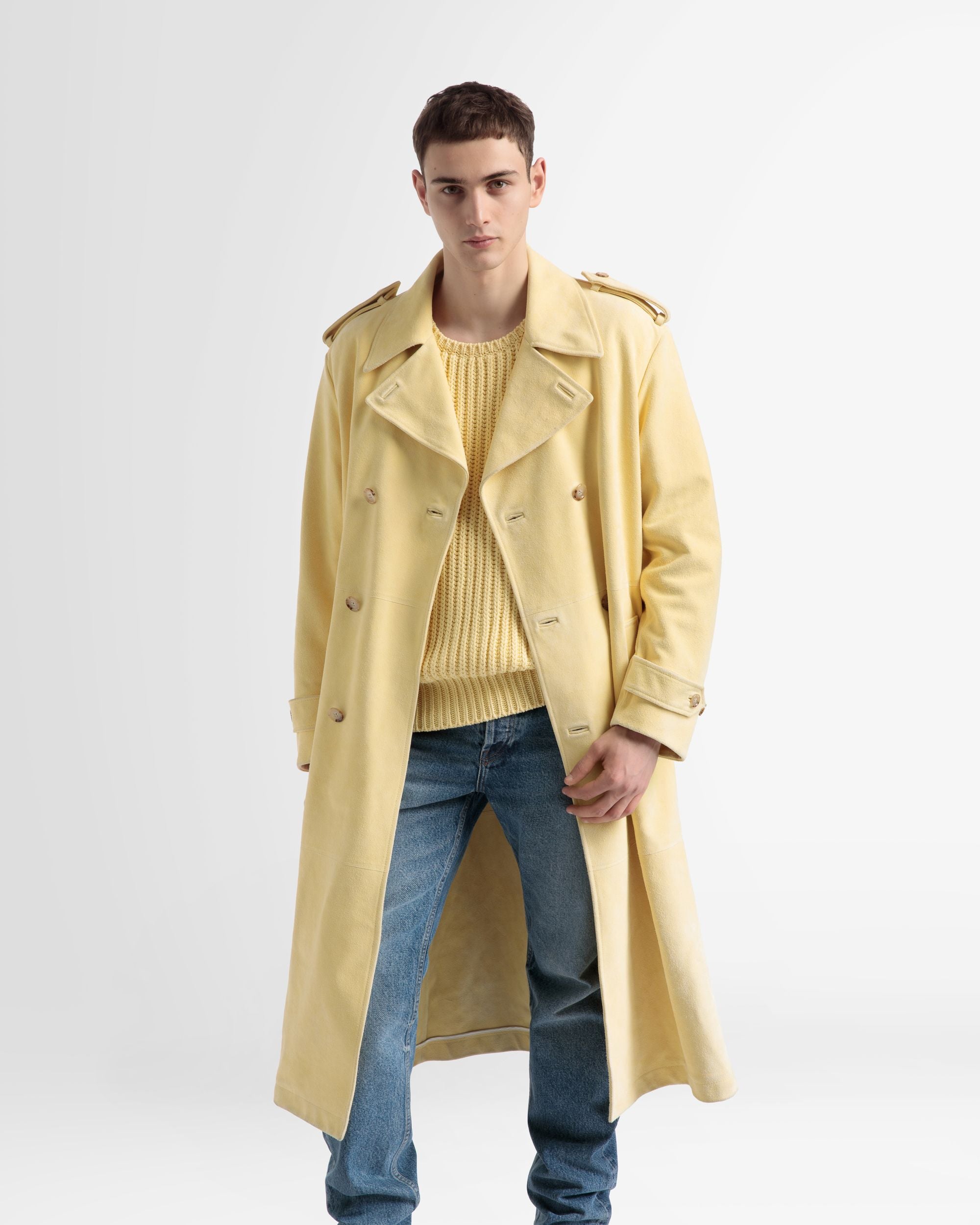 Trenchcoat Aus Leder Mit Gürtel In Gelb - Herren - Bally - 02