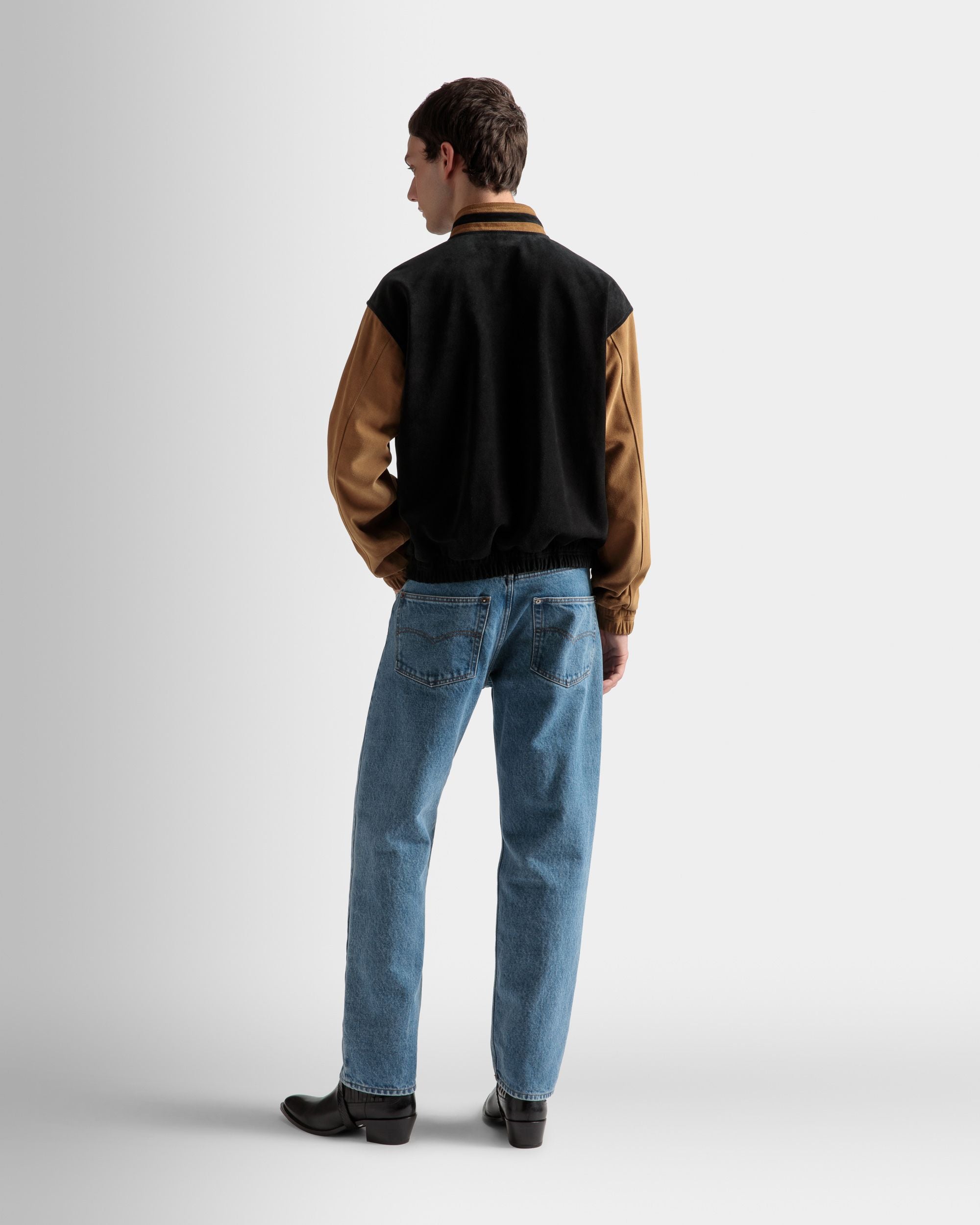 Letterman Jacke Aus Veloursleder in Schwarz und Desert - Herren - Bally - 06