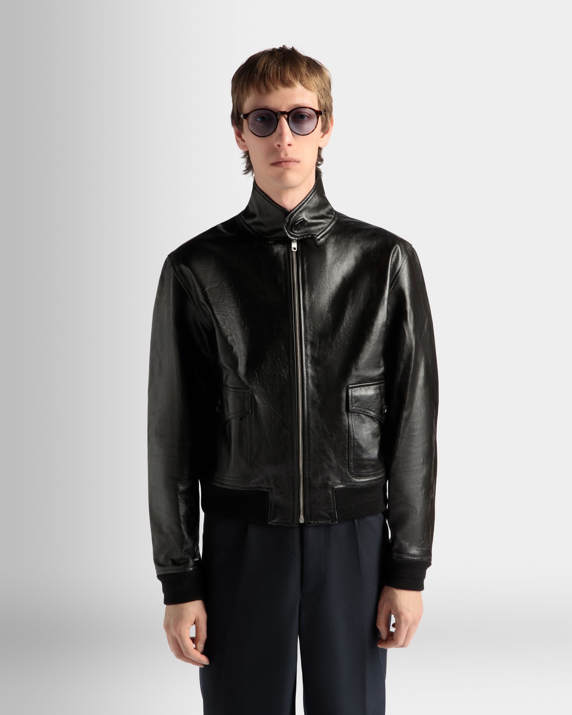 Bomberjacke Aus Leder In Schwarz - Herren - Bally - 03