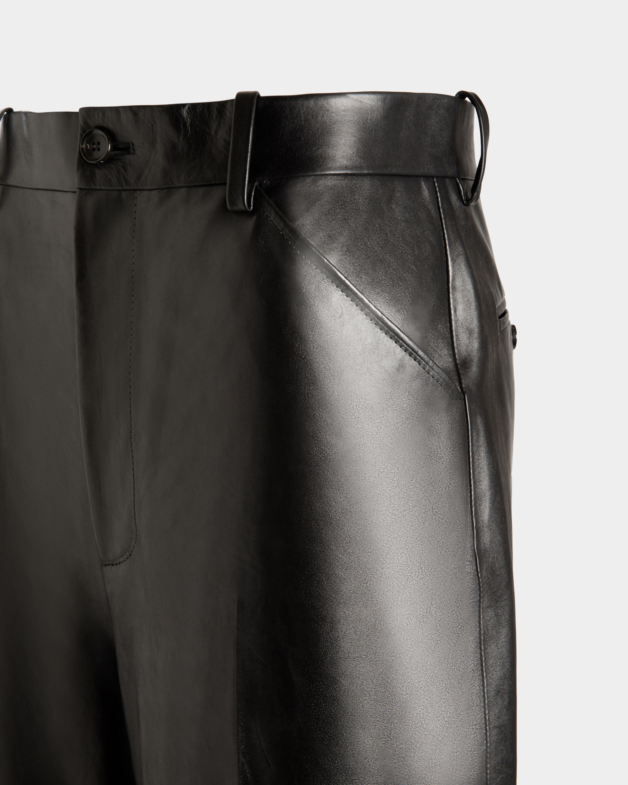 Hose Mit Hohem Bund Aus Schwarzem Leder - Herren - Bally - 03