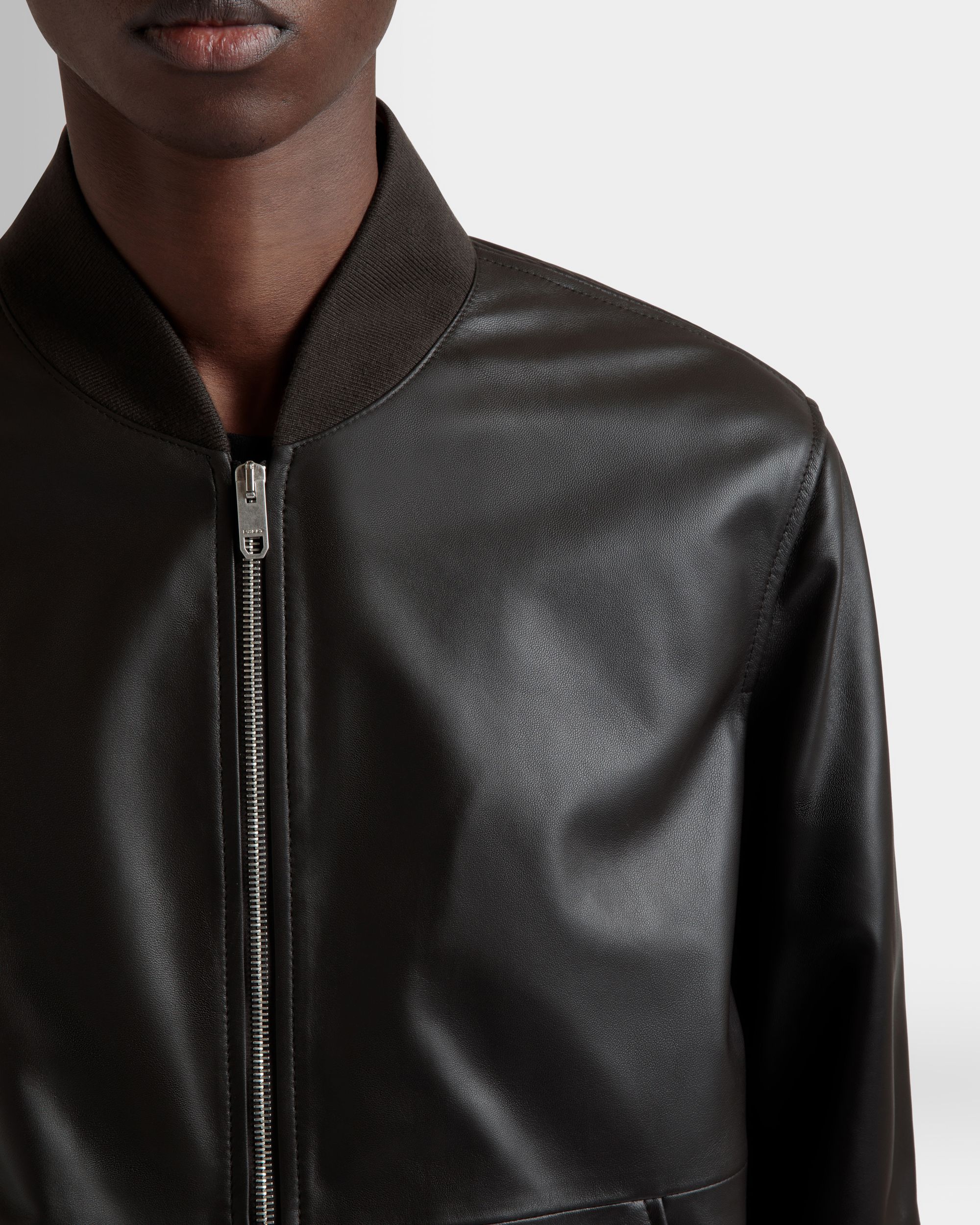 Bomberjacke Aus Leder In Ebenholzschwarz - Herren - Bally - 03