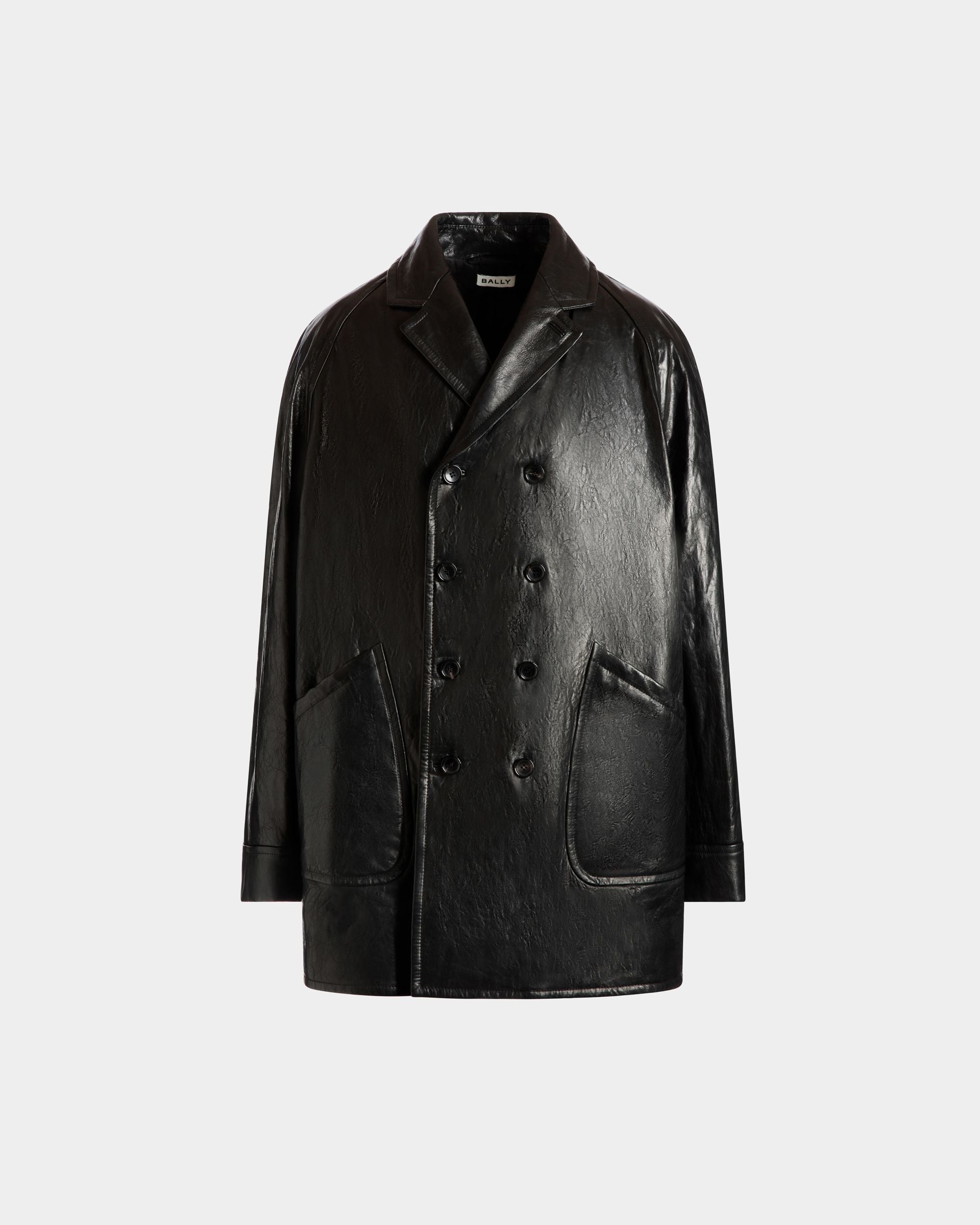 Zweireihiger Mantel Aus Schwarzem Leder - Herren - Bally - 01