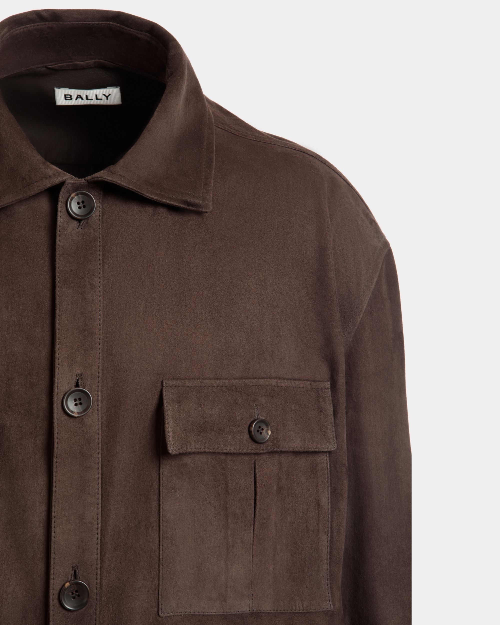 Safari-Jacke Aus Veloursleder In Ebenholz - Herren - Bally - 04