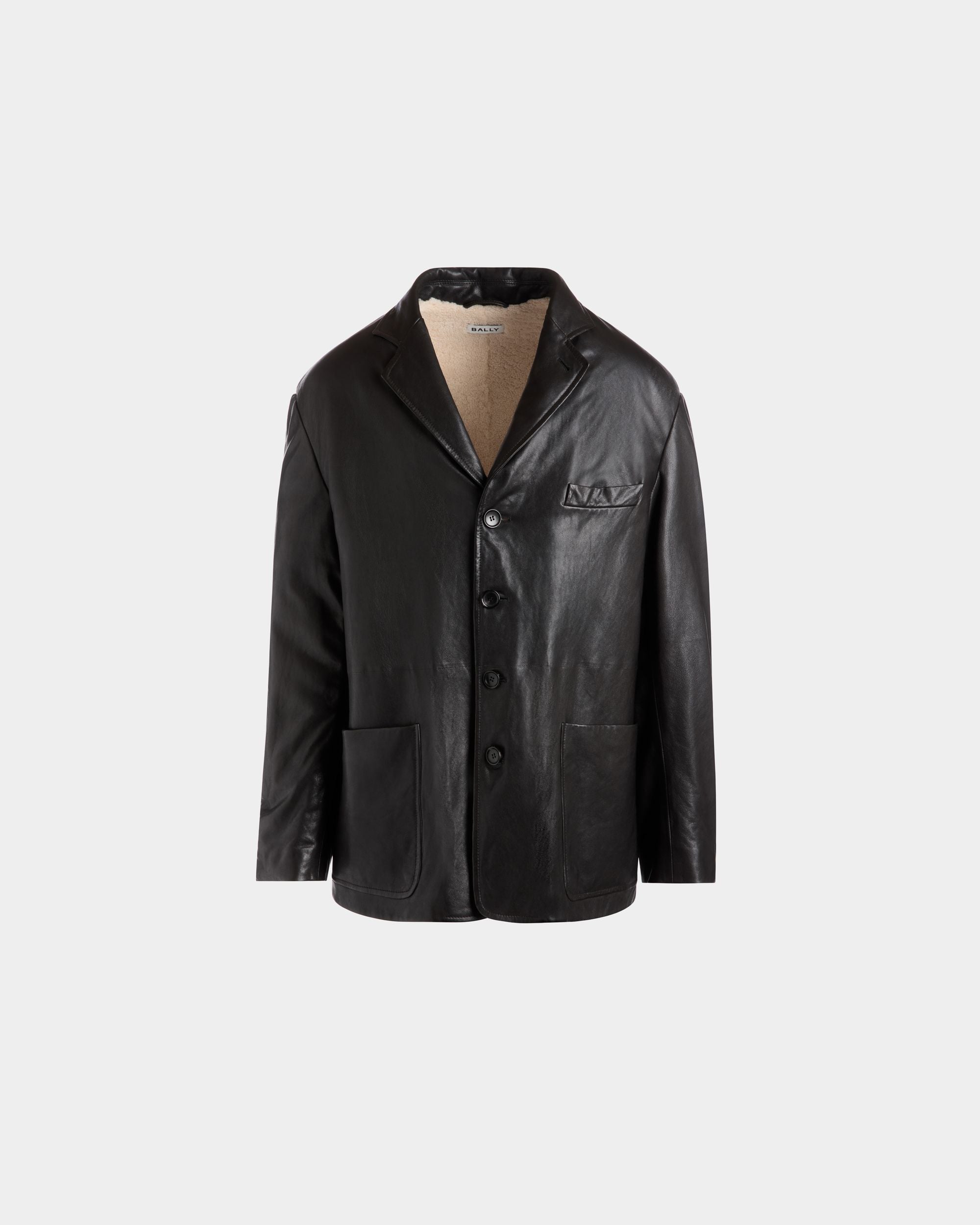 Blazer Aus Schwarzem Leder Mit Shearling-Futter - Herren - Bally - 01