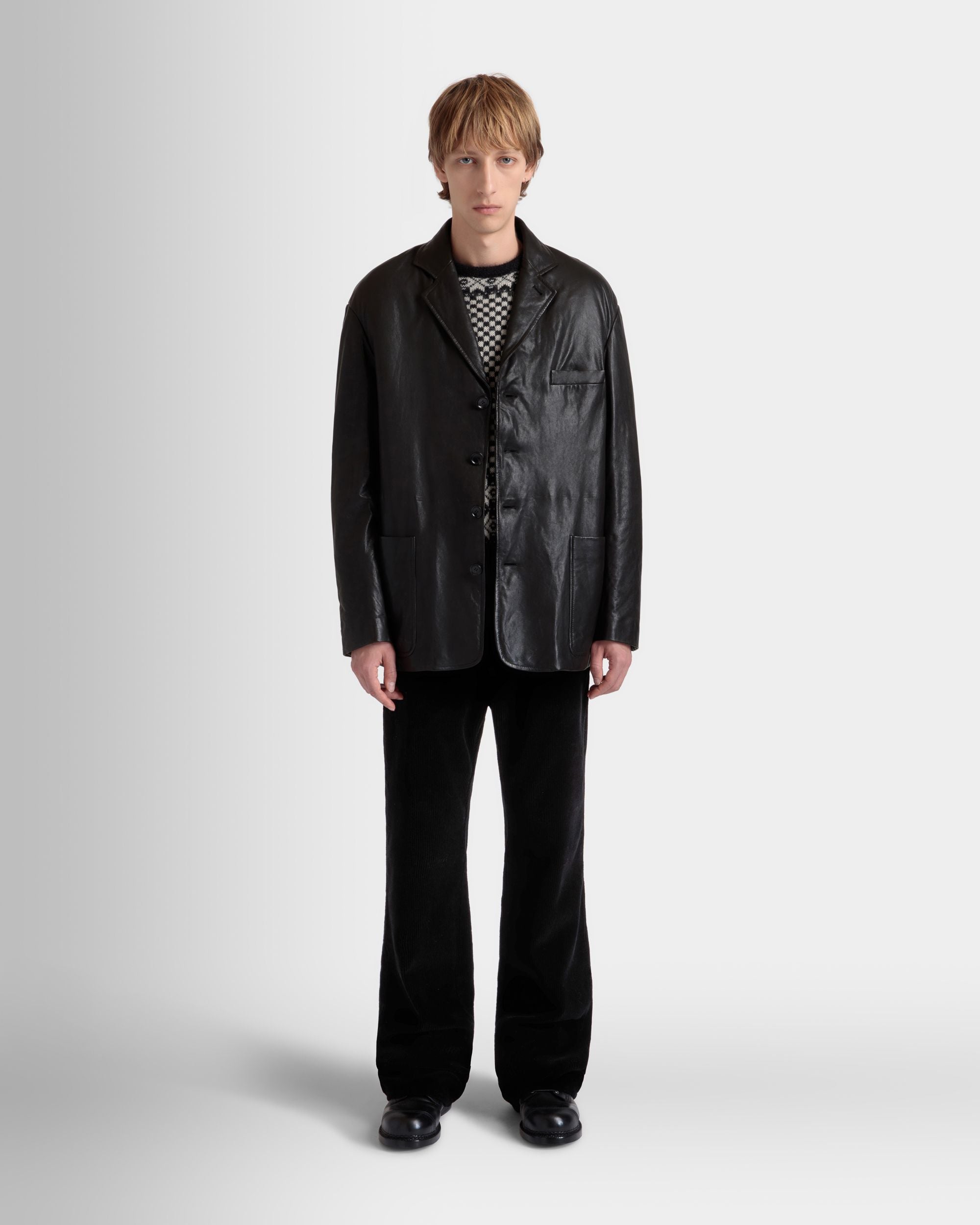 Blazer Aus Schwarzem Leder Mit Shearling-Futter - Herren - Bally - 02