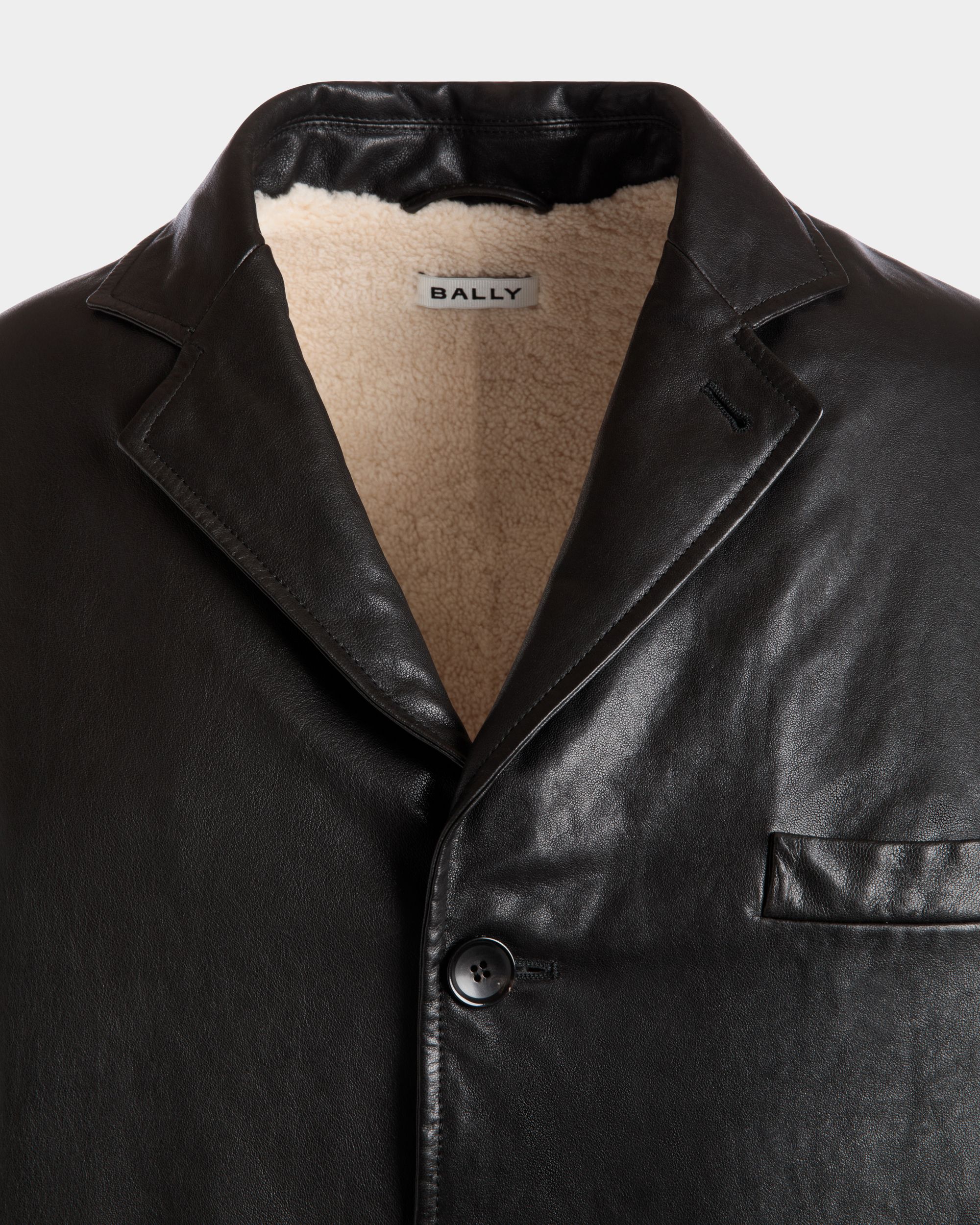 Blazer Aus Schwarzem Leder Mit Shearling-Futter - Herren - Bally - 04