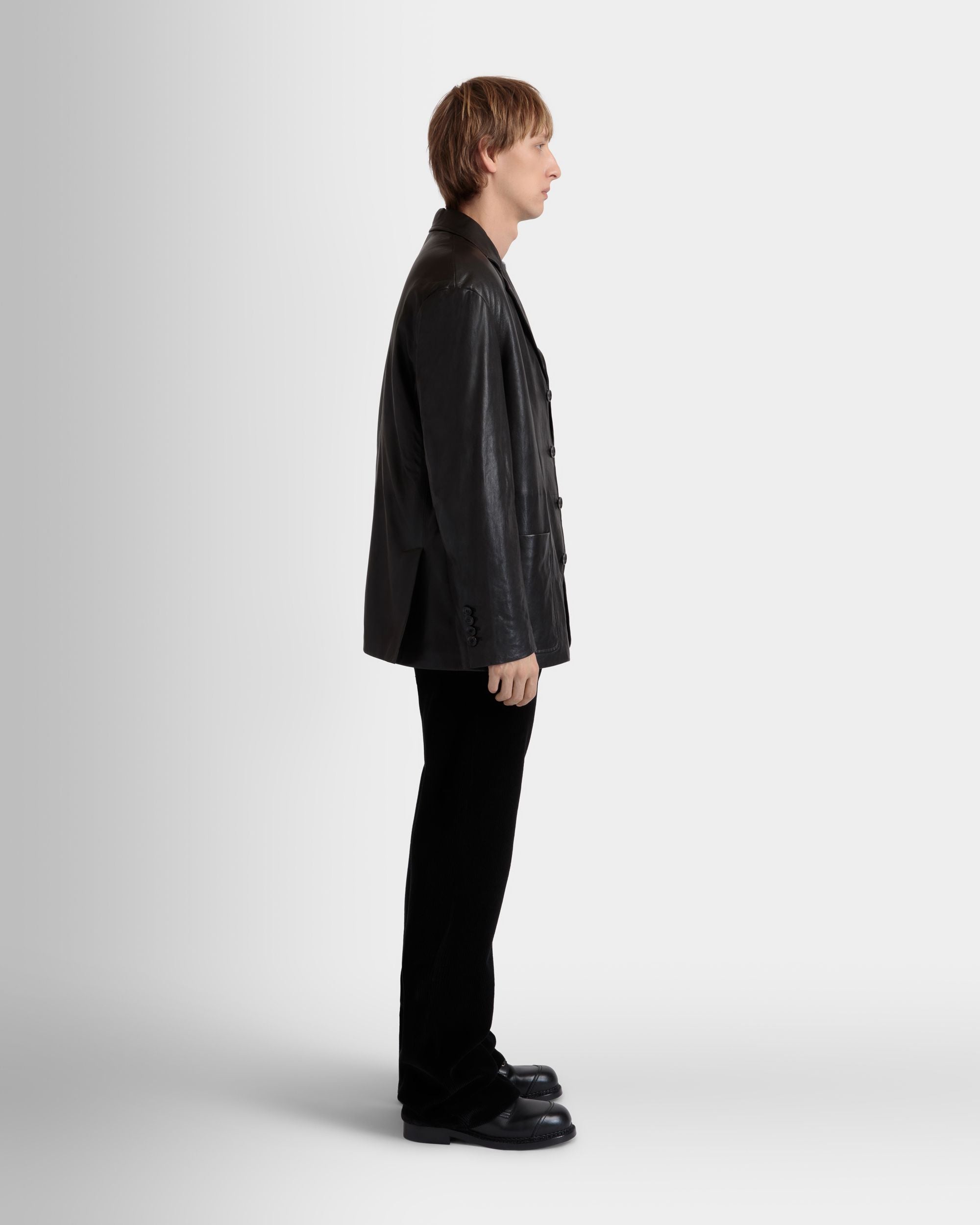 Blazer Aus Schwarzem Leder Mit Shearling-Futter - Herren - Bally - 05