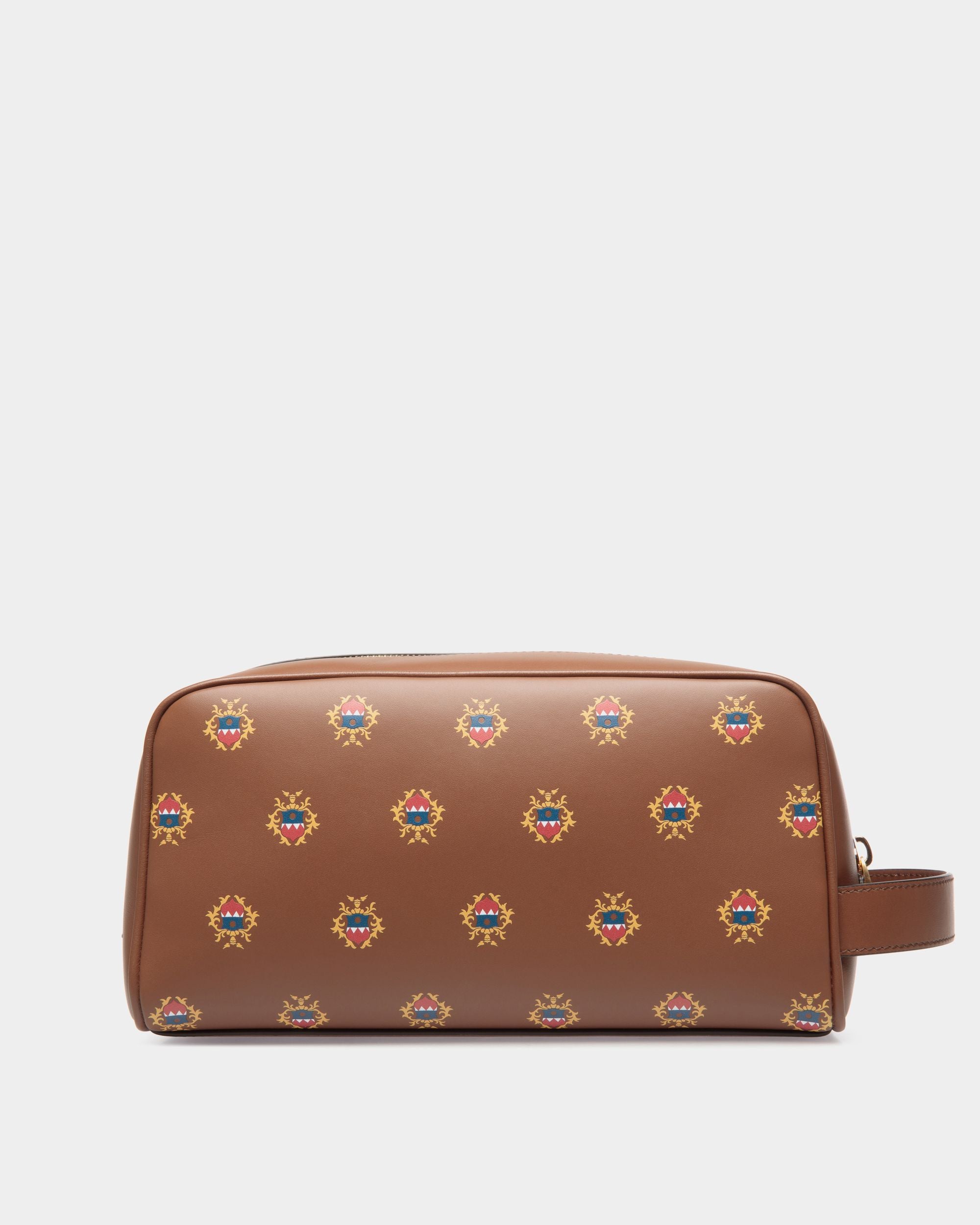 Easy Bally Kulturbeutel Aus Leder In Braun Mit Bally-Crest-Print - Herren - Bally - 02