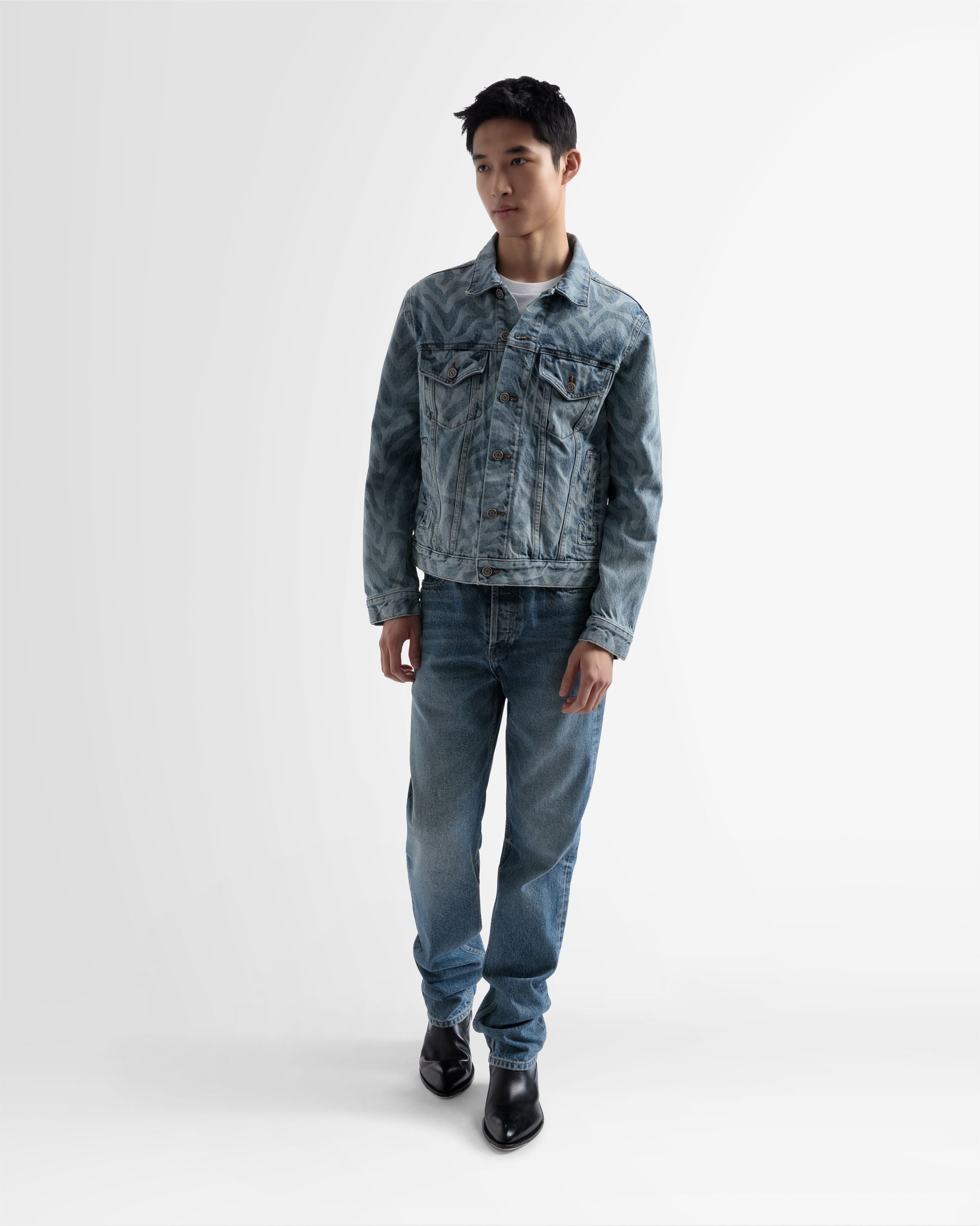 Jeansjacke Mit Zebramuster In Blau - Herren - Bally - 02