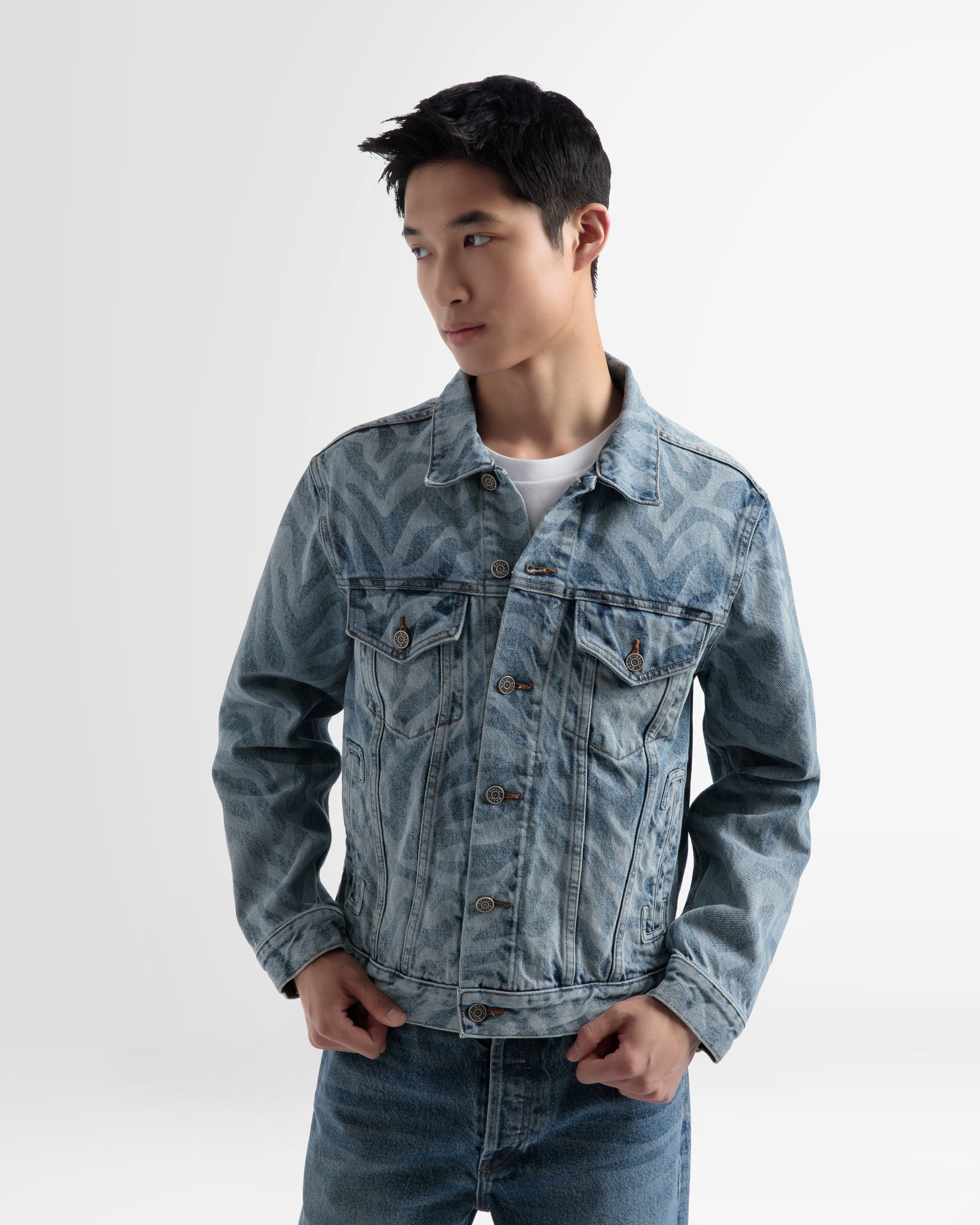 Jeansjacke Mit Zebramuster In Blau - Herren - Bally - 03