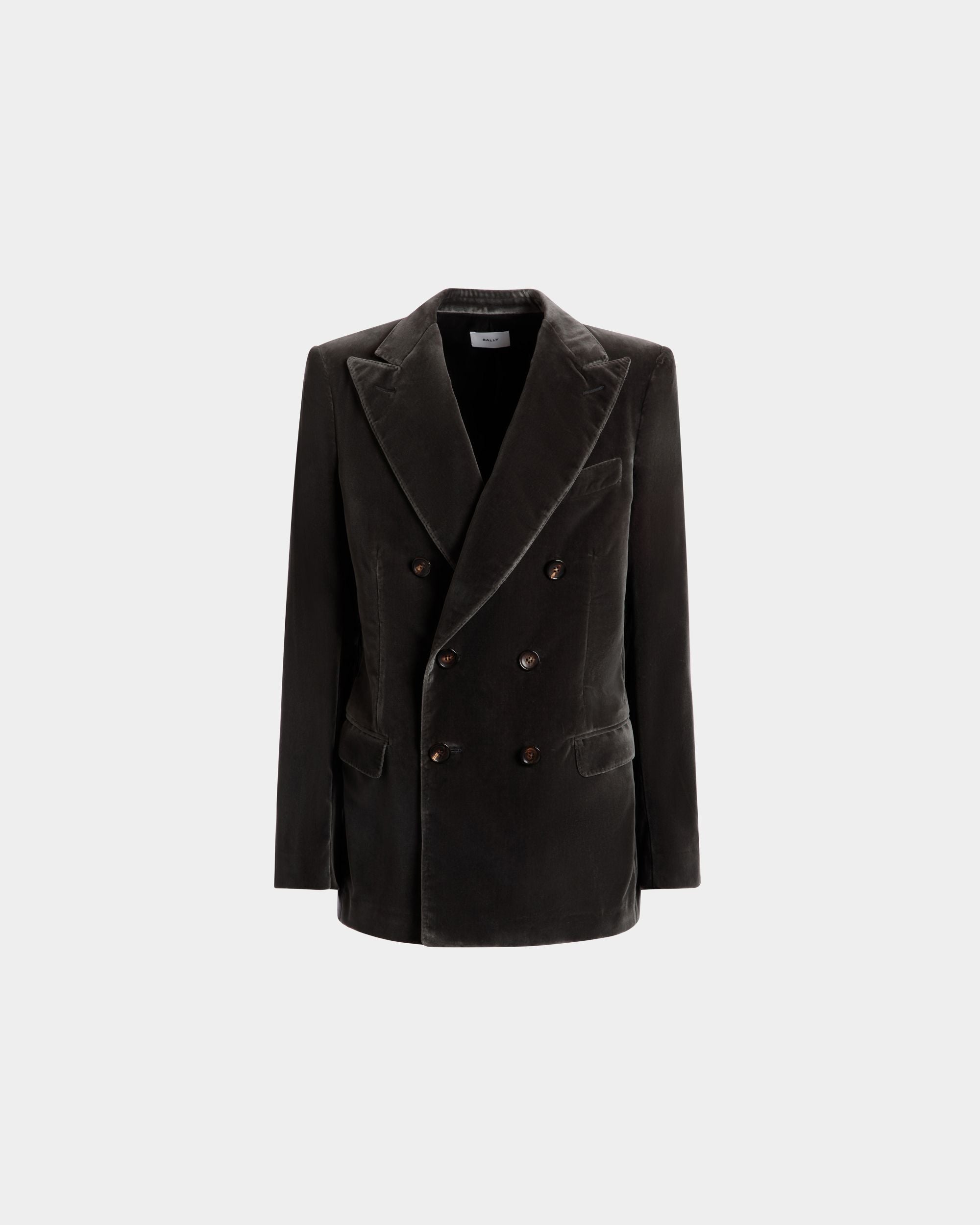 Zweireihiger Mantel Aus Grauem Samt - Herren - Bally - 01