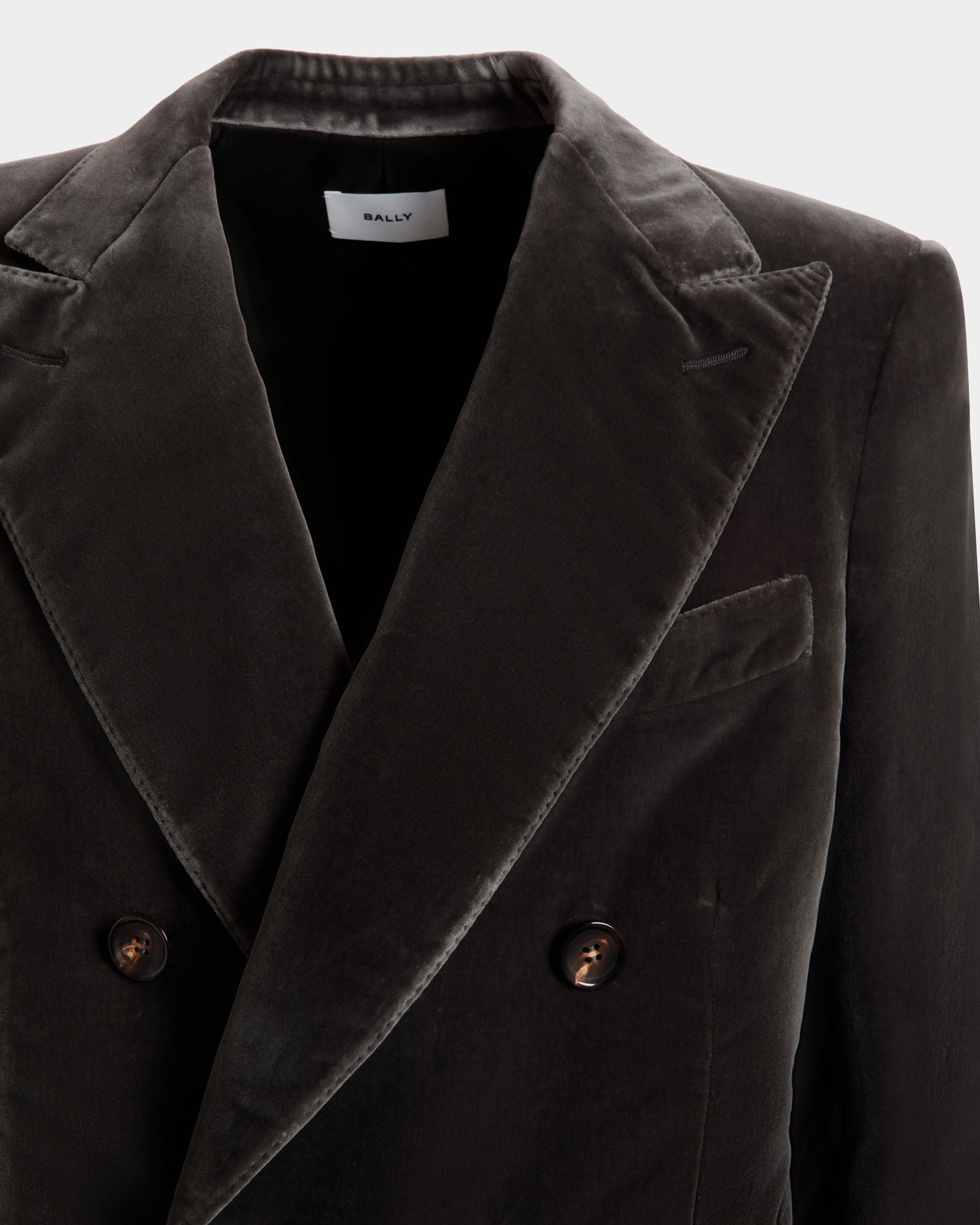 Zweireihiger Mantel Aus Grauem Samt - Herren - Bally - 02