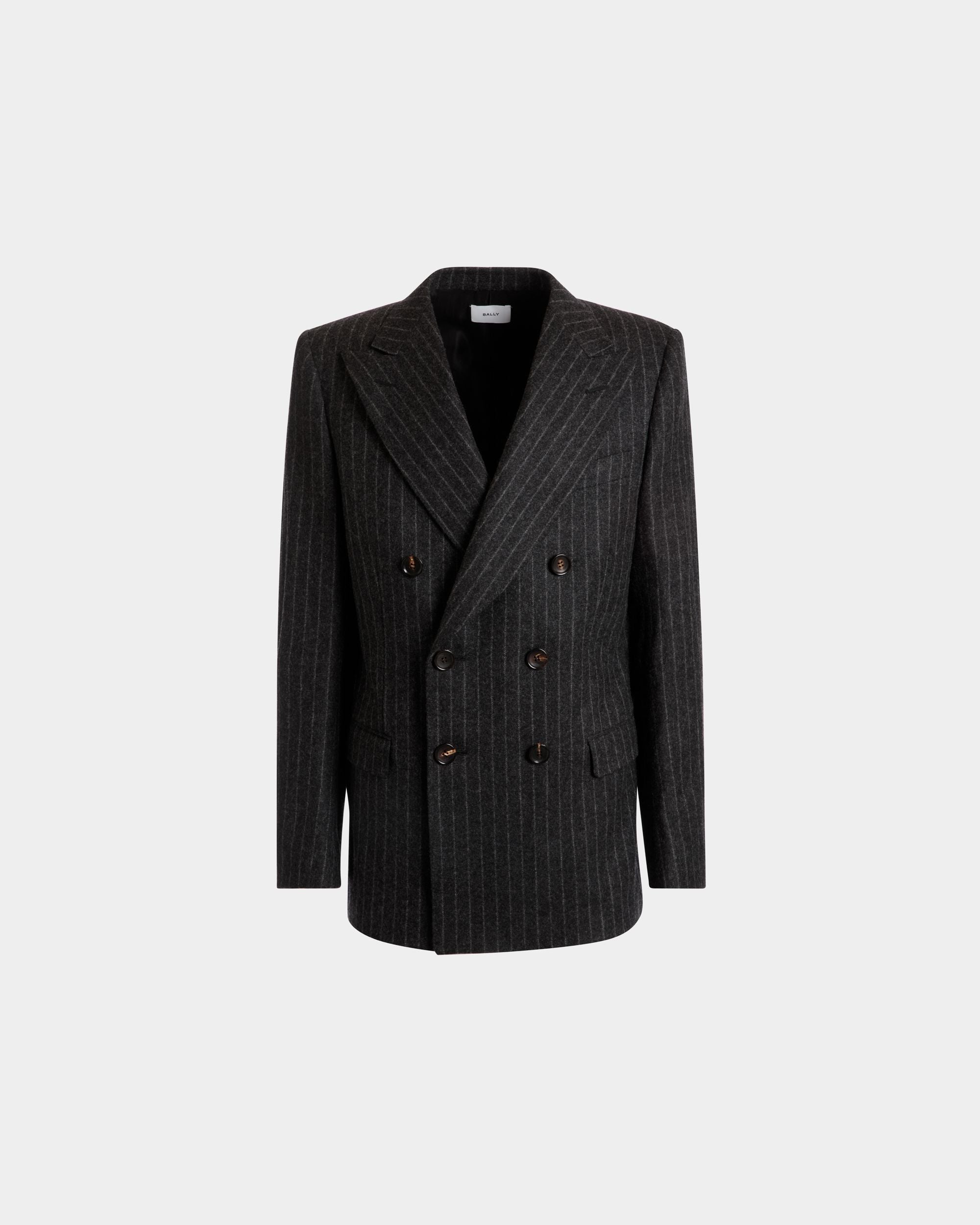 Zweireihiger Wollmantel In Grau Mit Nadelstreifen - Herren - Bally - 01