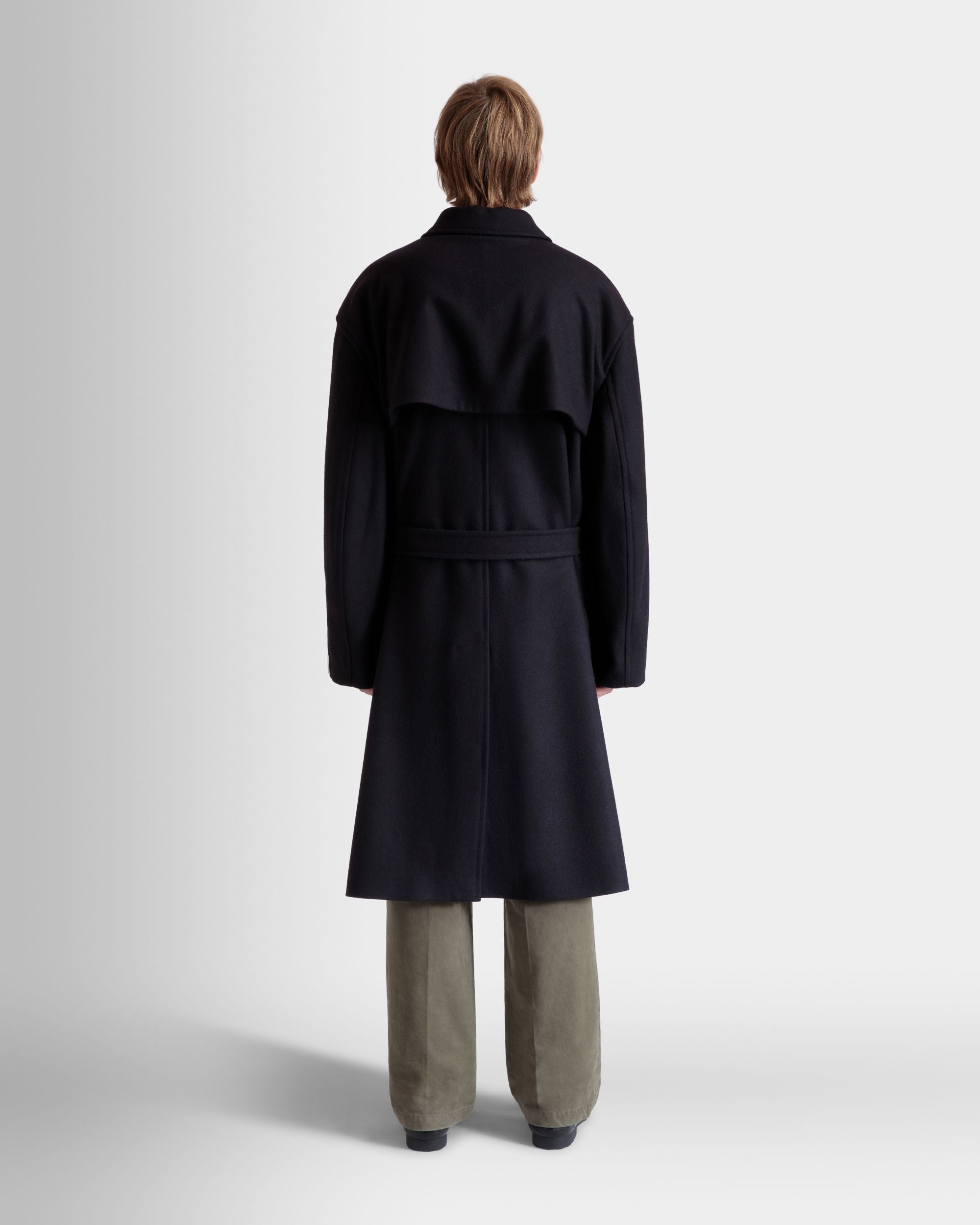 Einreihiger Mantel Aus Einer Wollmischung In Navy Blue - Herren - Bally - 08