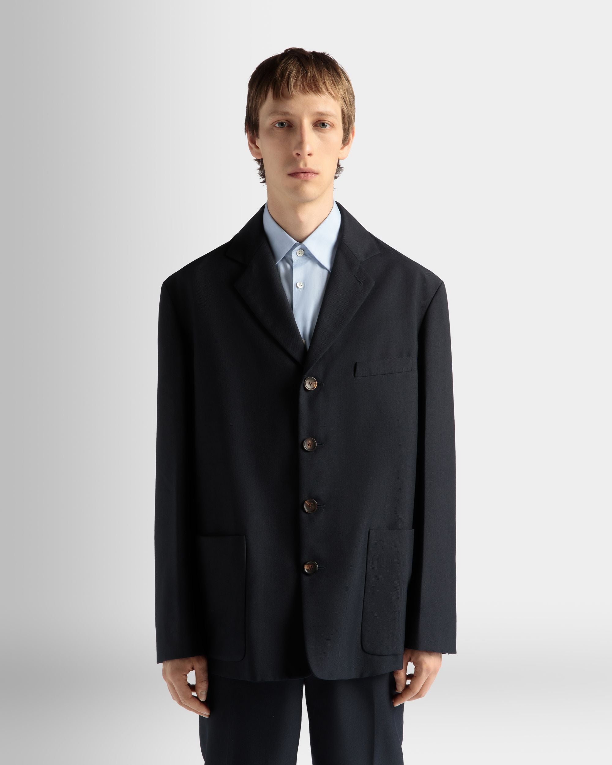 Jacke Aus Einer Wollmischung In Navy Blue - Herren - Bally - 03