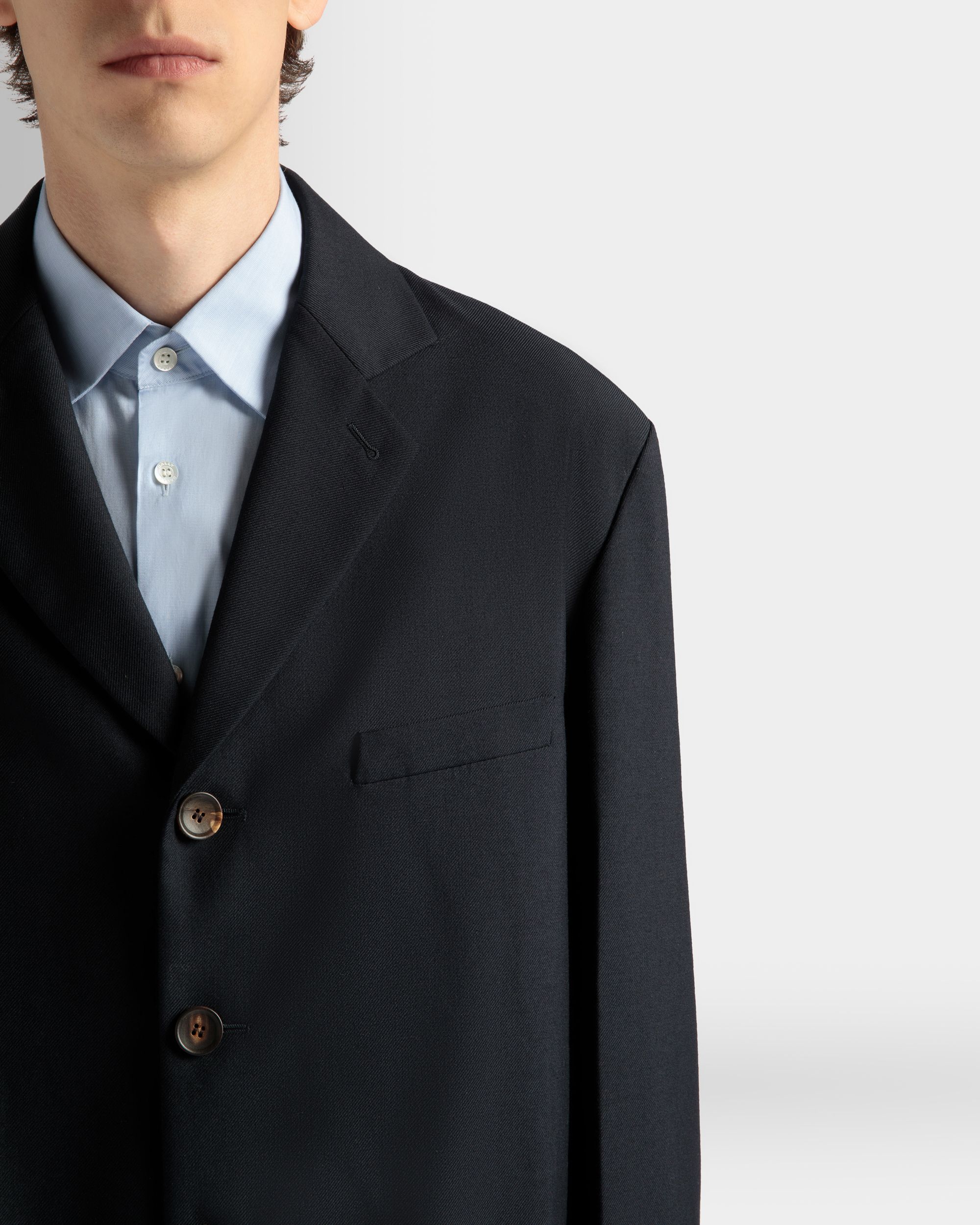 Jacke Aus Einer Wollmischung In Navy Blue - Herren - Bally - 04