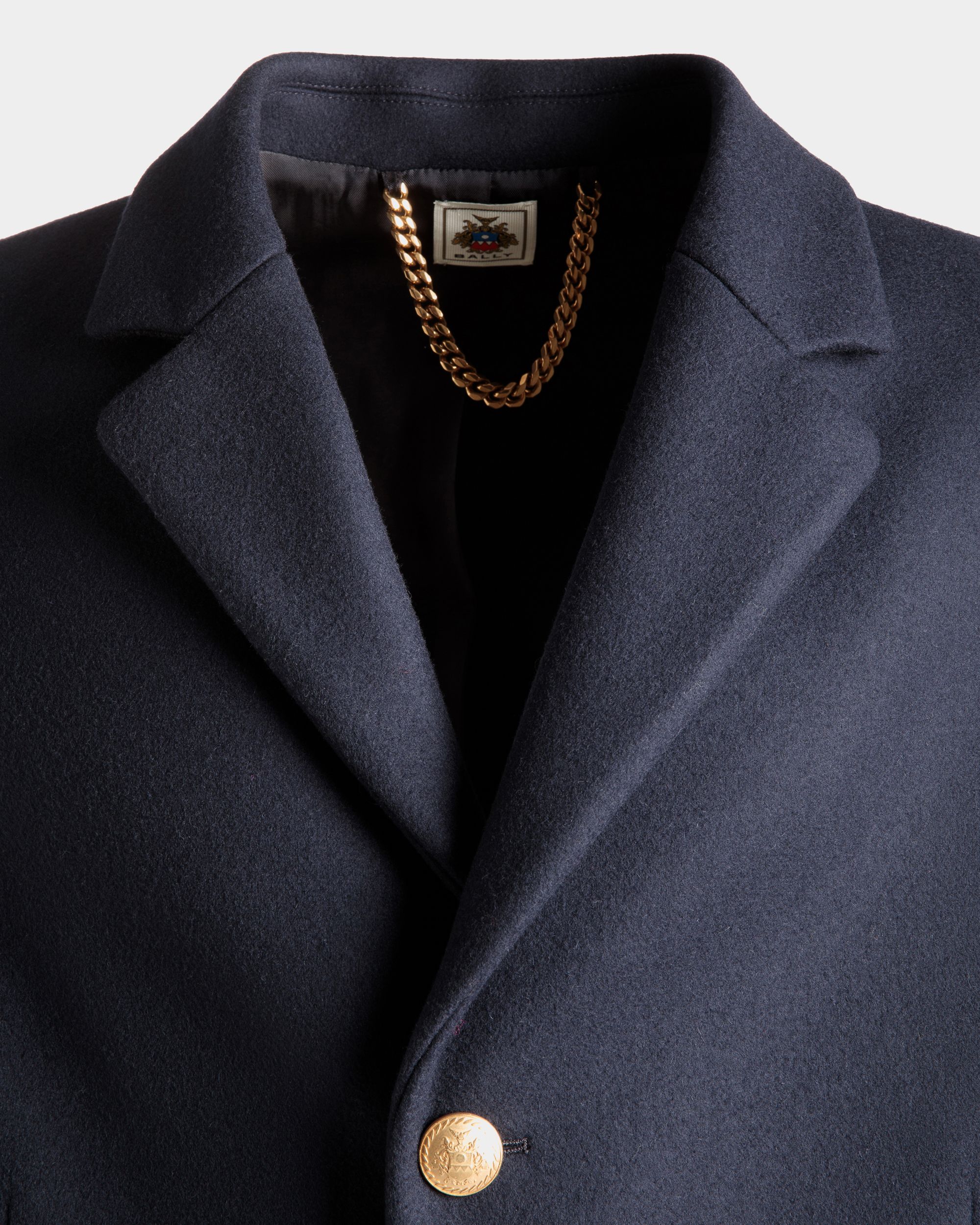 Einreihiger Mantel Aus Einer Wollmischung In Navy Blue Aus Der Adrien Brody Travel-Kollektion - Herren - Bally - 05