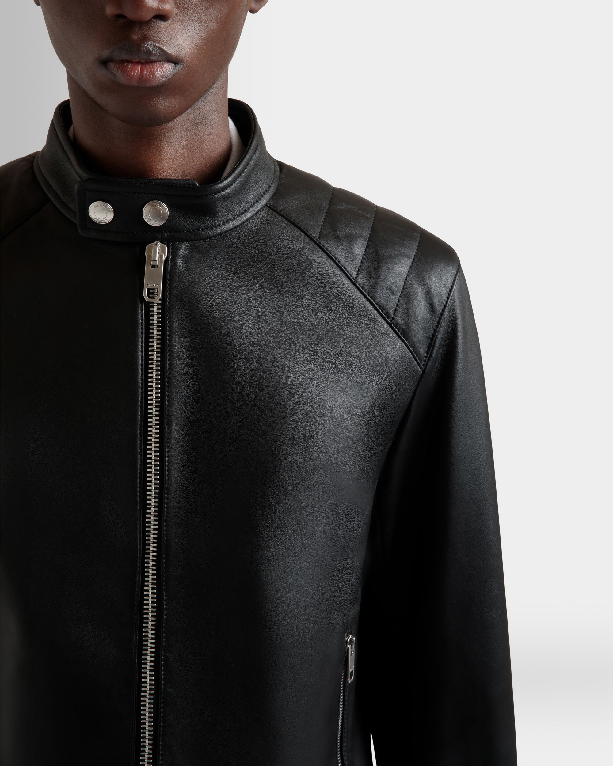 Bikerjacke Aus Leder In Schwarz - Herren - Bally - 03